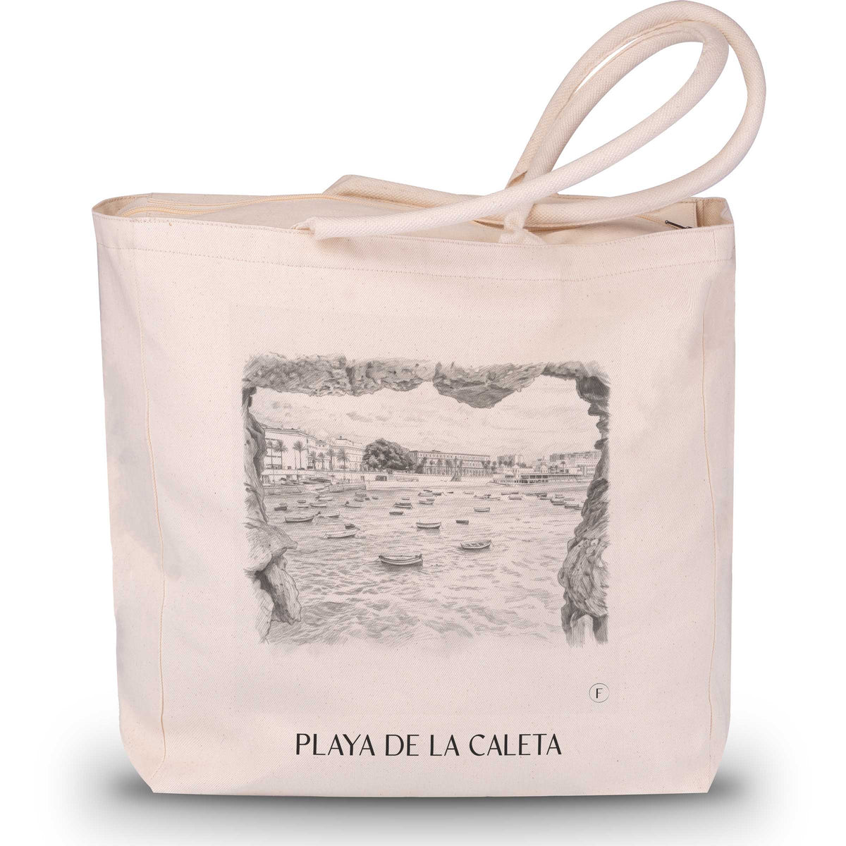 Playa de La Caleta Shopping Tasche - Cádiz - Spanien Tote Bag - Einkaufstasche im Zeichnung Stil - favplace