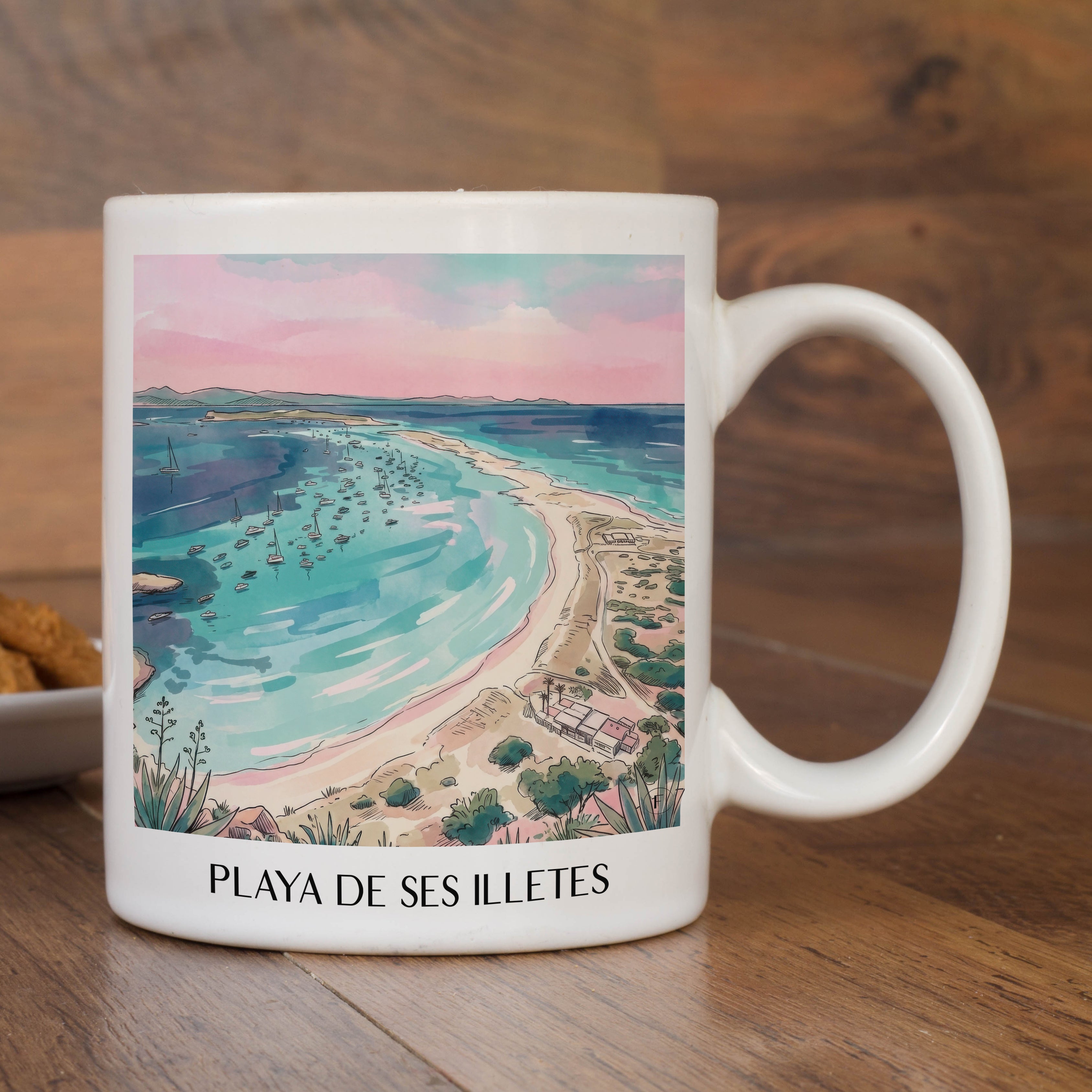 playa-de-ses-illetes-formentera-spanien-kaffeebecher-aquarell-pink-rosa