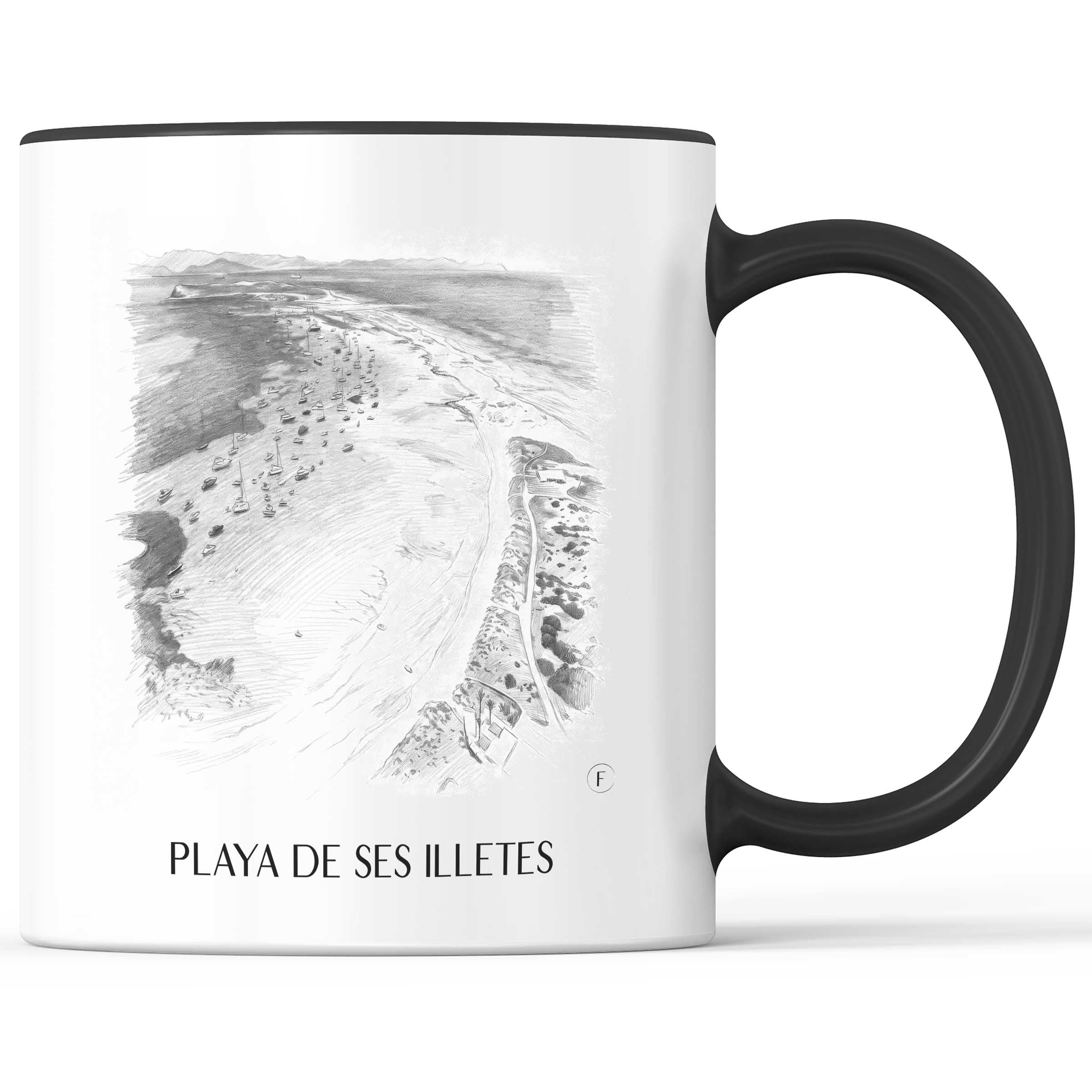 playa-de-ses-illetes-formentera-spanien-kaffeebecher-bleistift-zeichnung-drawing