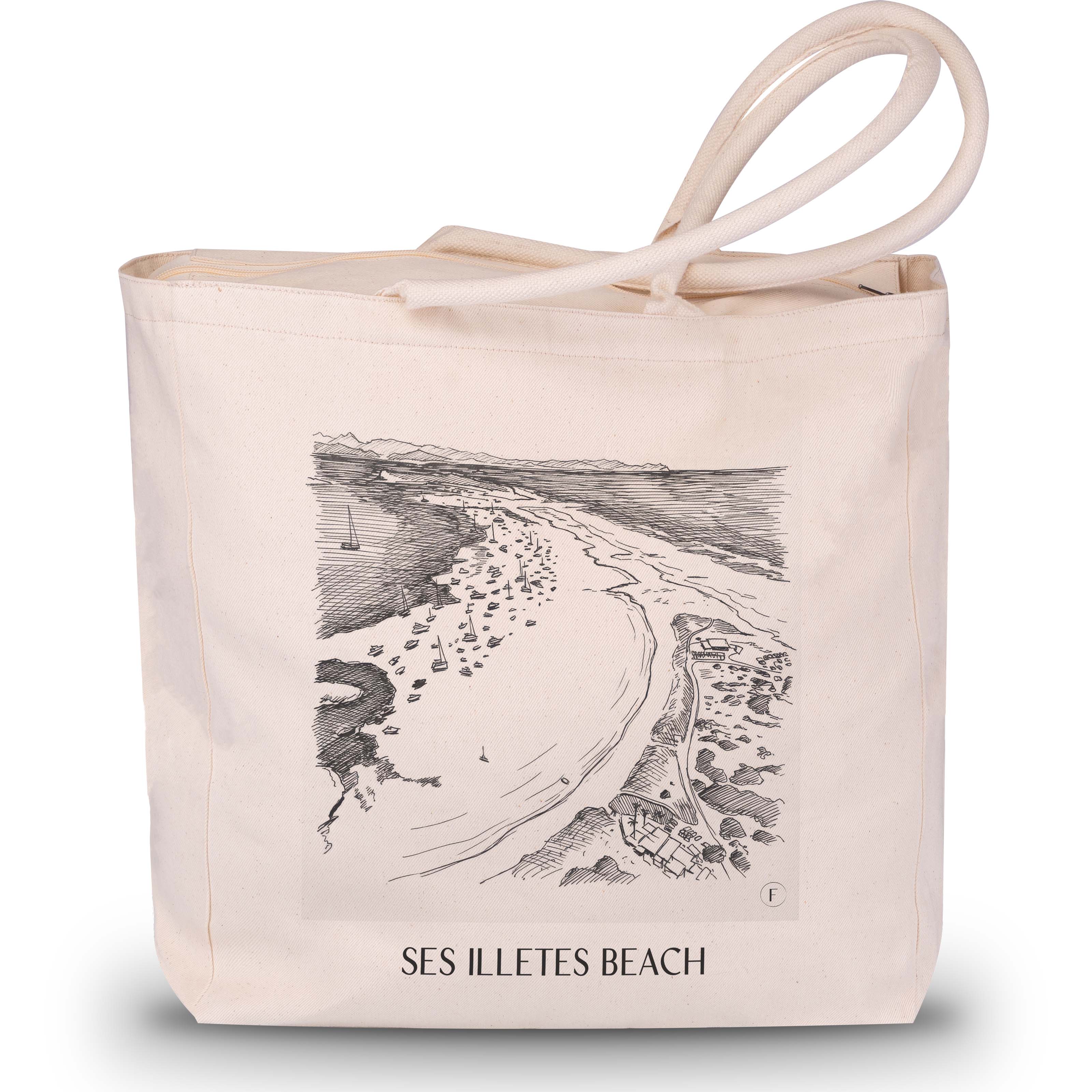 Playa de Ses Illetes Shopping Tasche - Formentera - Spanien Tote Bag - Einkaufstasche im Skizze Stil - favplace