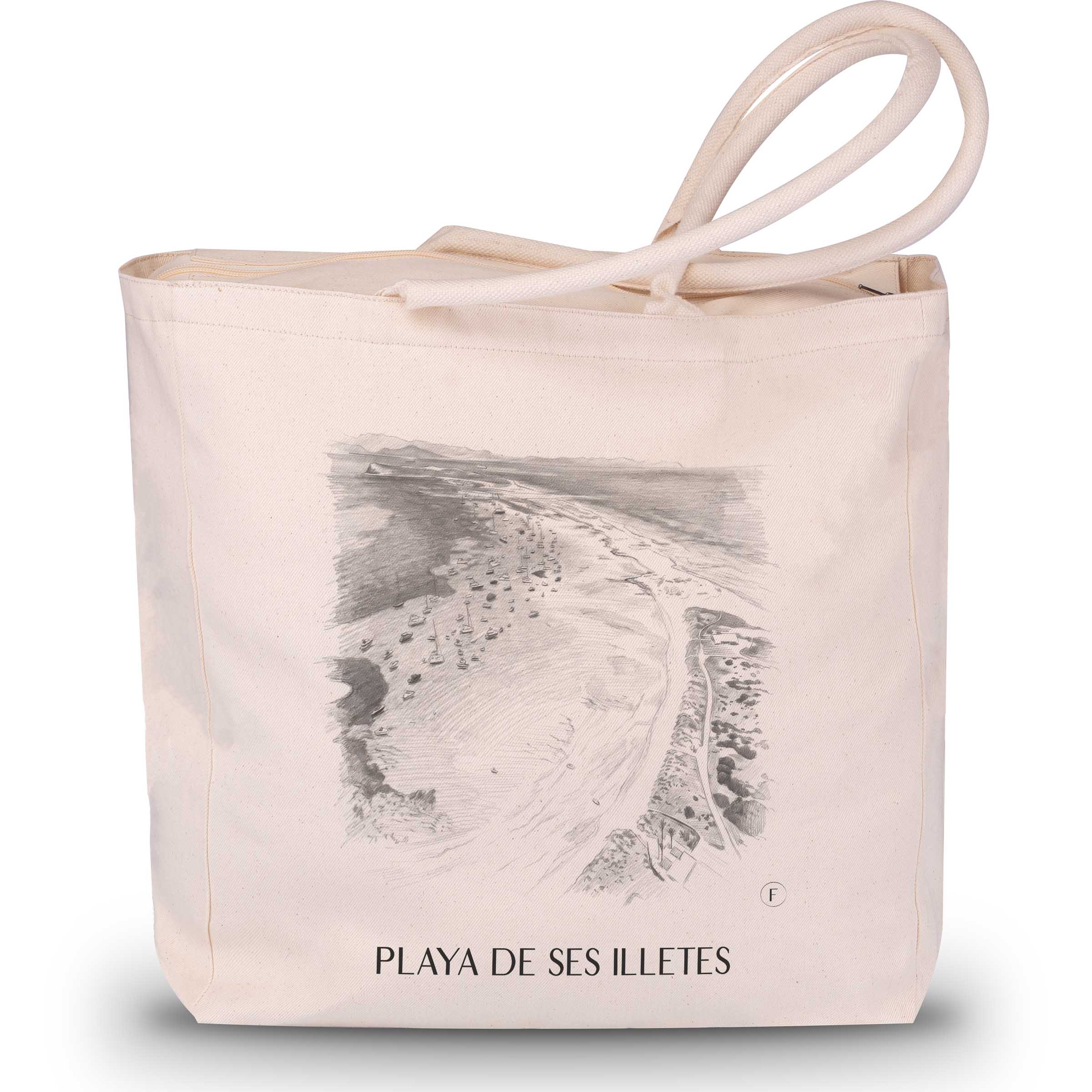 Playa de Ses Illetes Shopping Bag - Formentera - Spain Tote Bag - Drawing Style Shopping Bag