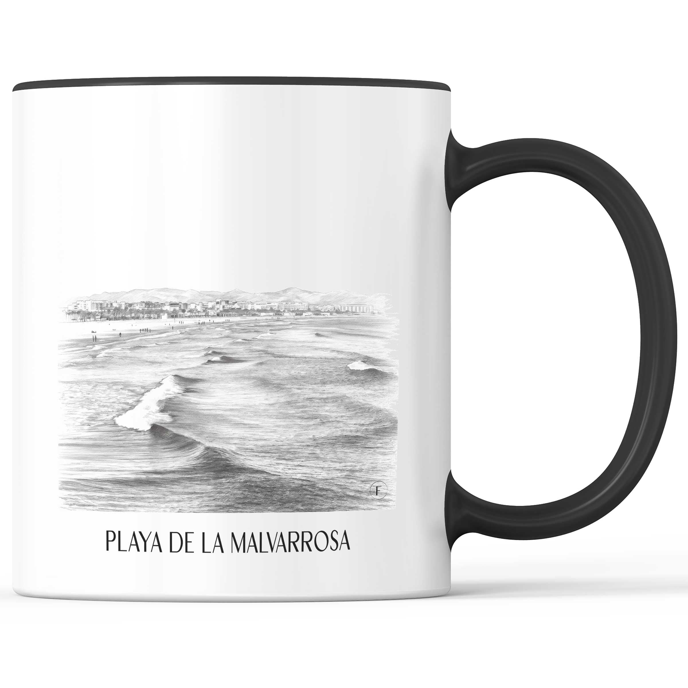playa-de-la-malvarrosa-valencia-spanien-kaffeebecher-bleistift-zeichnung-drawing