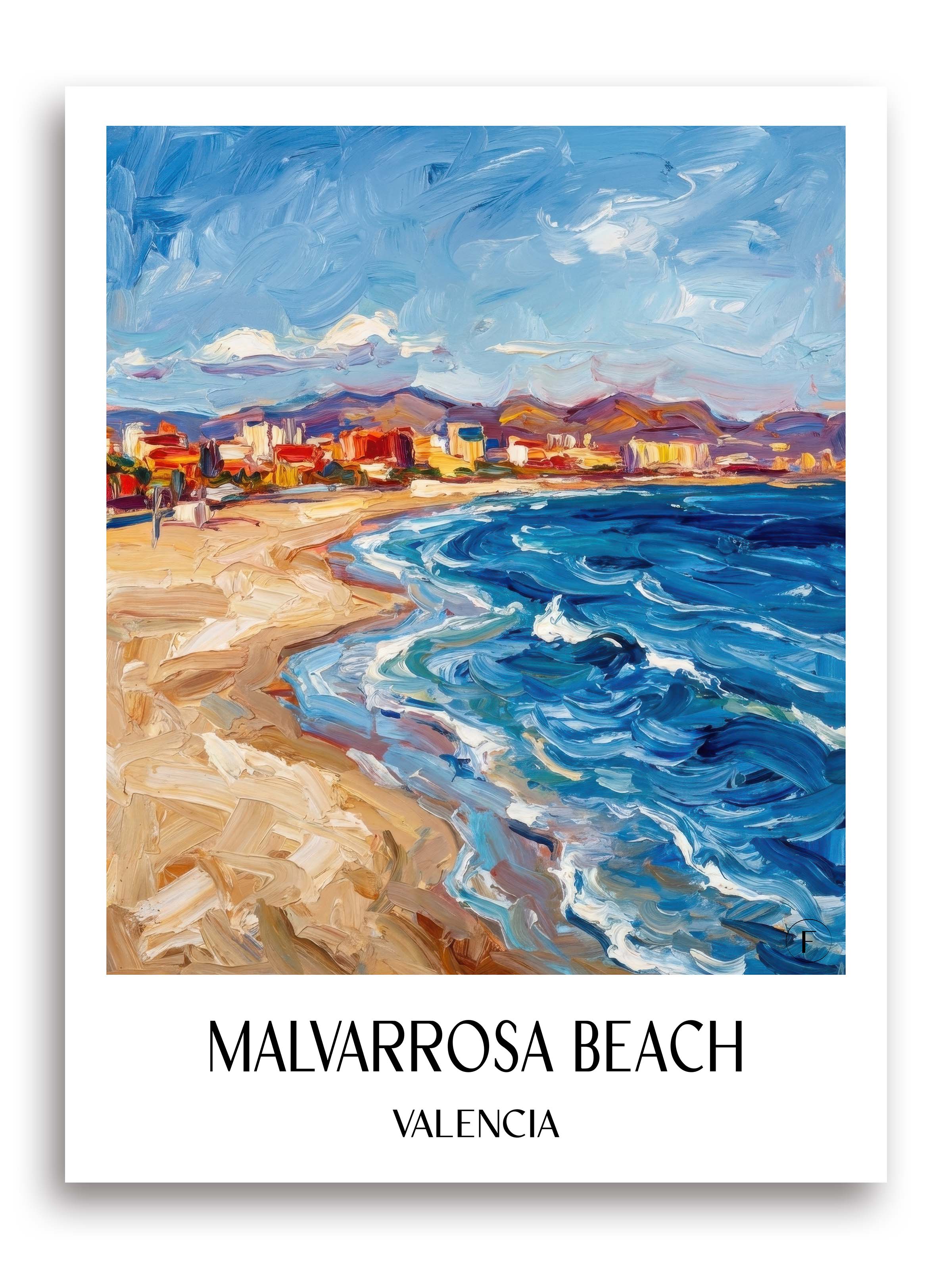 Playa de la Malvarrosa Poster - Valencia - Spanien Kunstdruck - Ölgemälde von A4 bis A1 - favplace