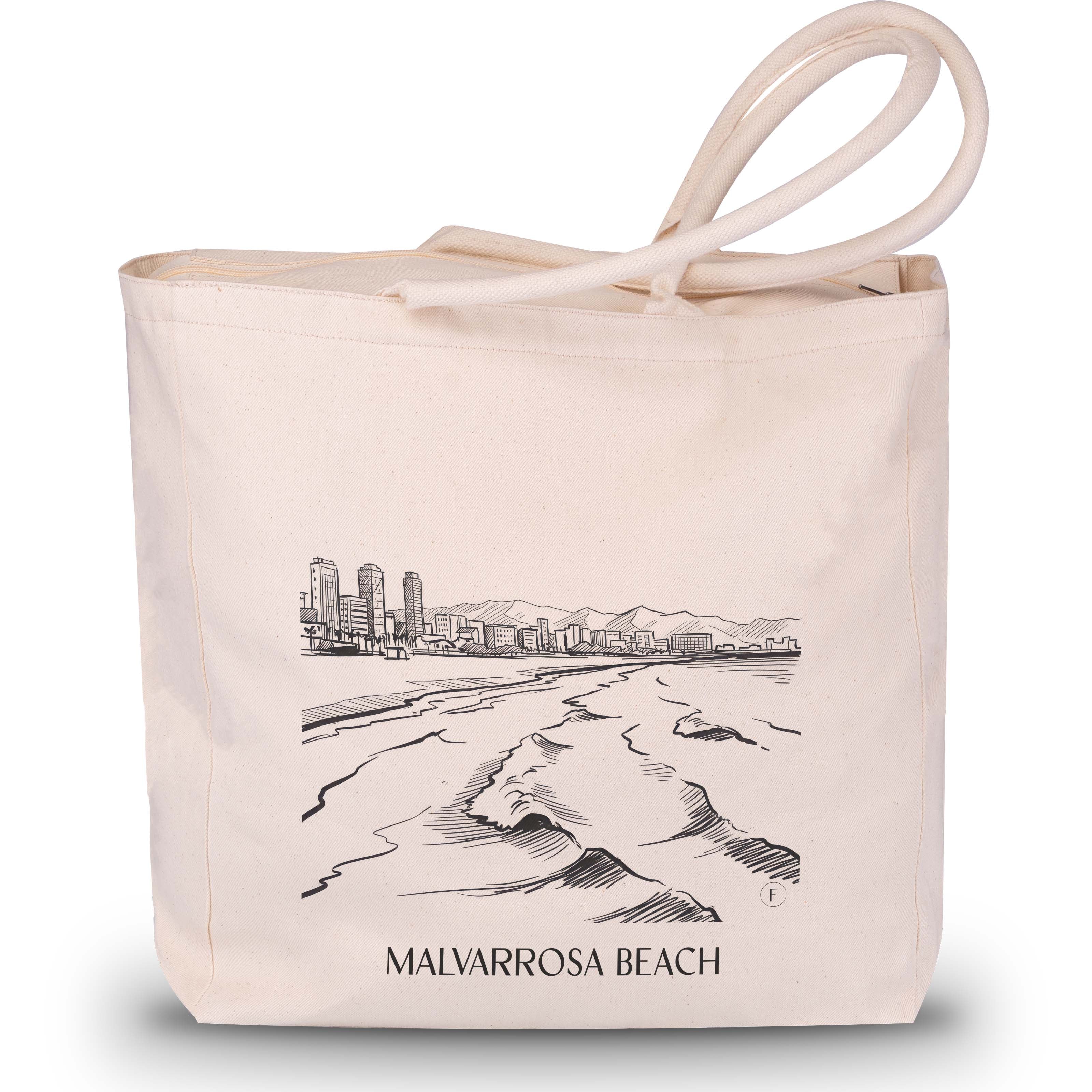 Playa de la Malvarrosa Shopping Tasche - Valencia - Spanien Tote Bag - Einkaufstasche im Skizze Stil - favplace