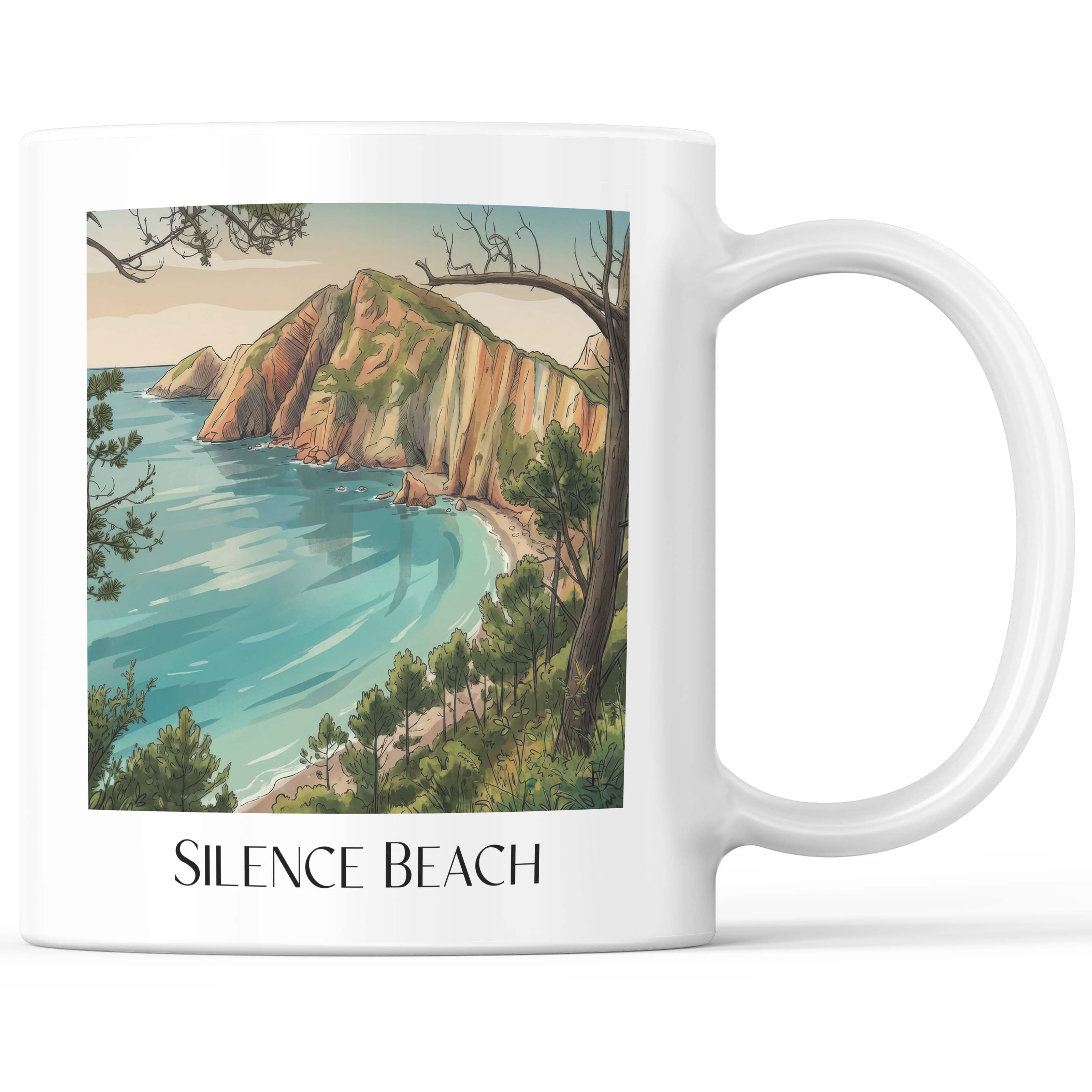 Playa del Silencio Kaffeebecher - Cudillero - Spanien Becher - Kaffeetasse im Aquarell Stil - favplace