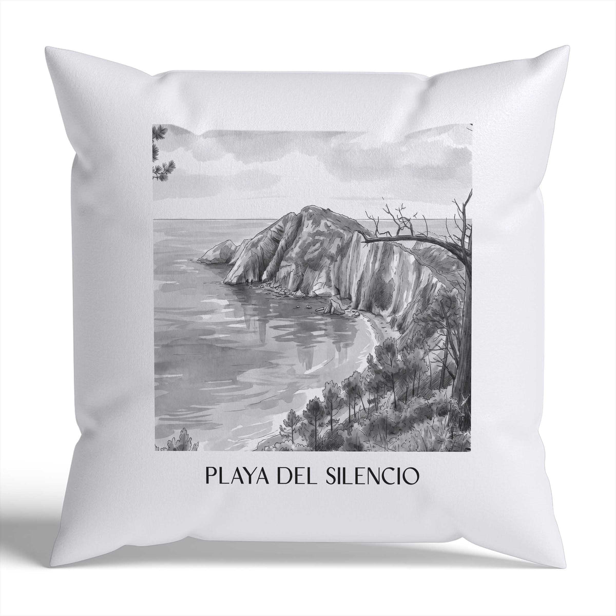 playa-del-silencio-cudillero-spanien-kissenbezug-aquarell-schwarz-weiss