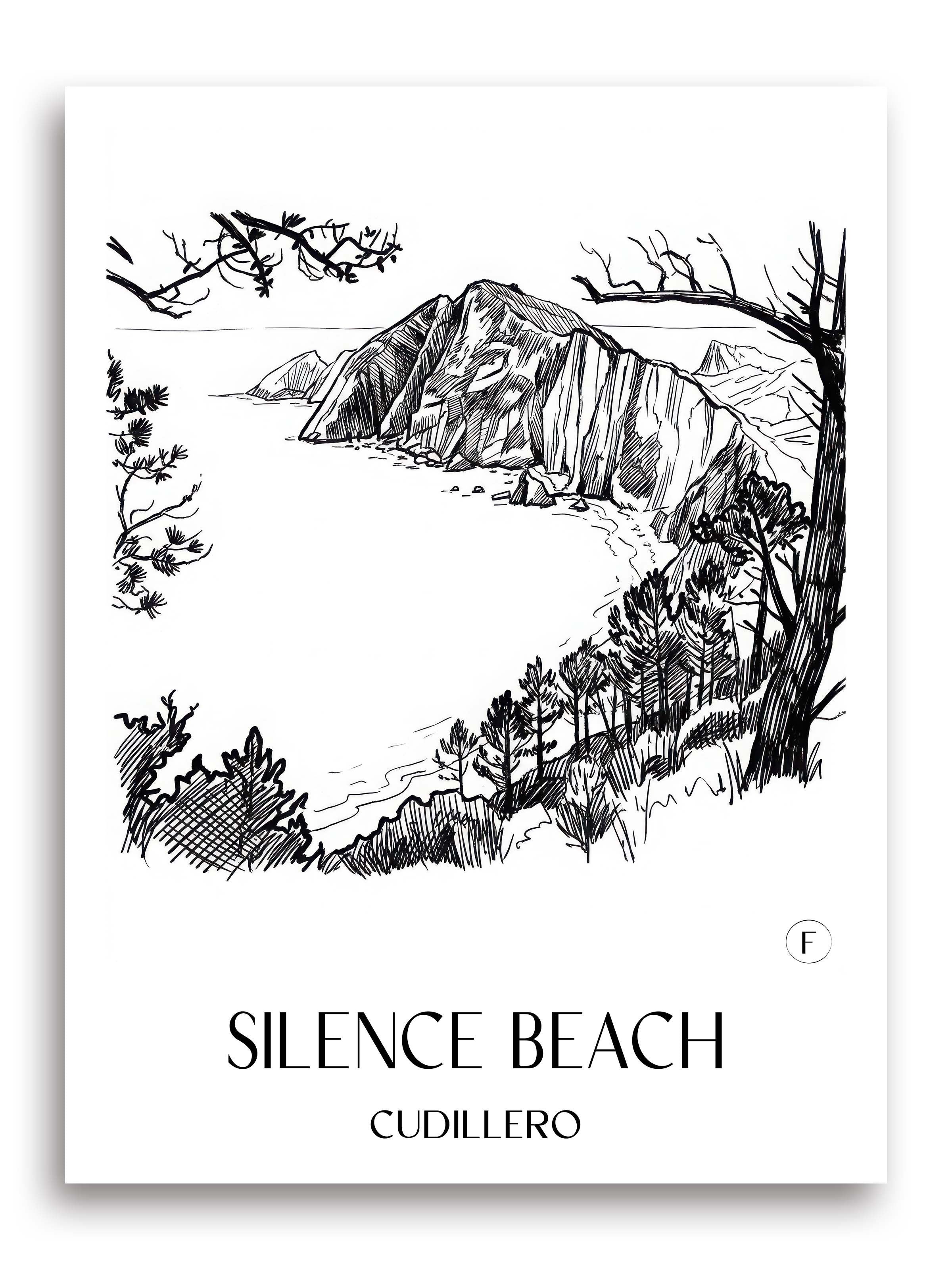Playa del Silencio Poster - Cudillero - Spanien Kunstdruck - Skizze von A4 bis A1 - favplace