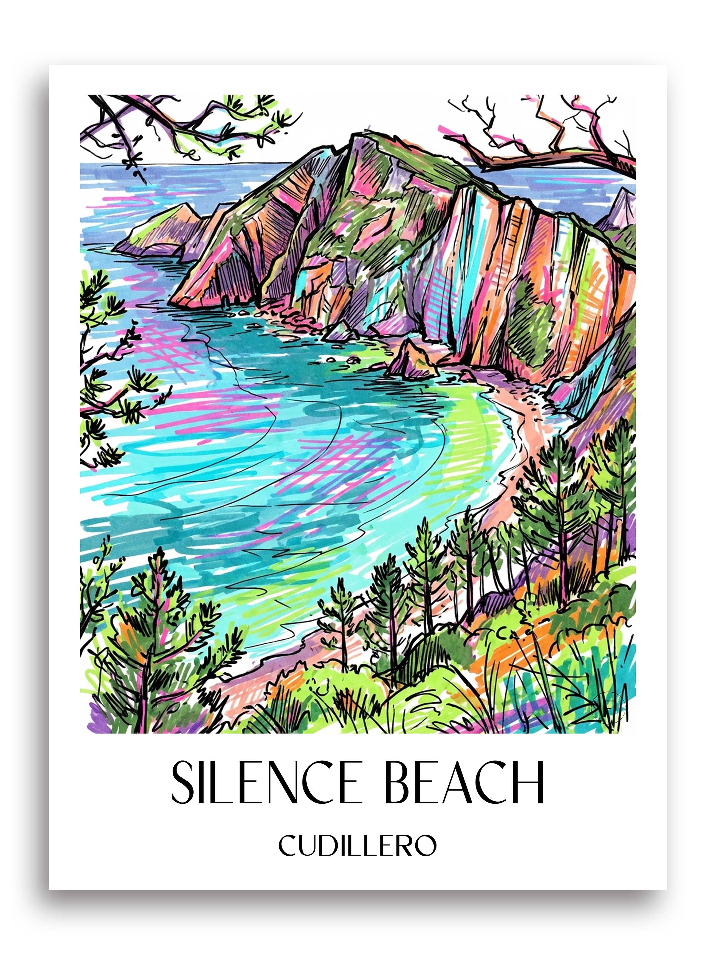 Playa del Silencio Poster - Cudillero - Spanien Kunstdruck - Tag Graffiti von A4 bis A1 - favplace