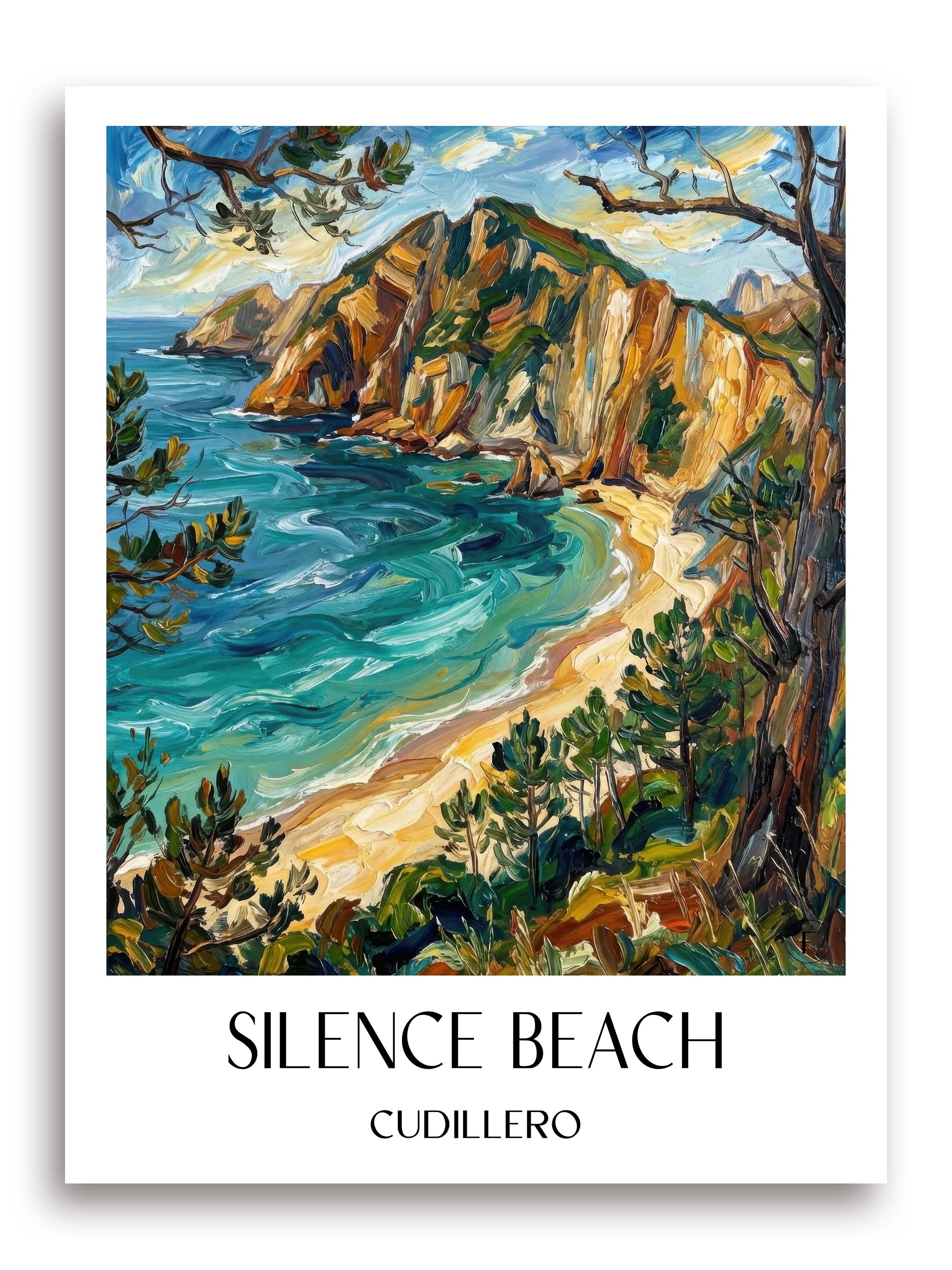 Playa del Silencio Poster - Cudillero - Spanien Kunstdruck - Ölgemälde von A4 bis A1 - favplace
