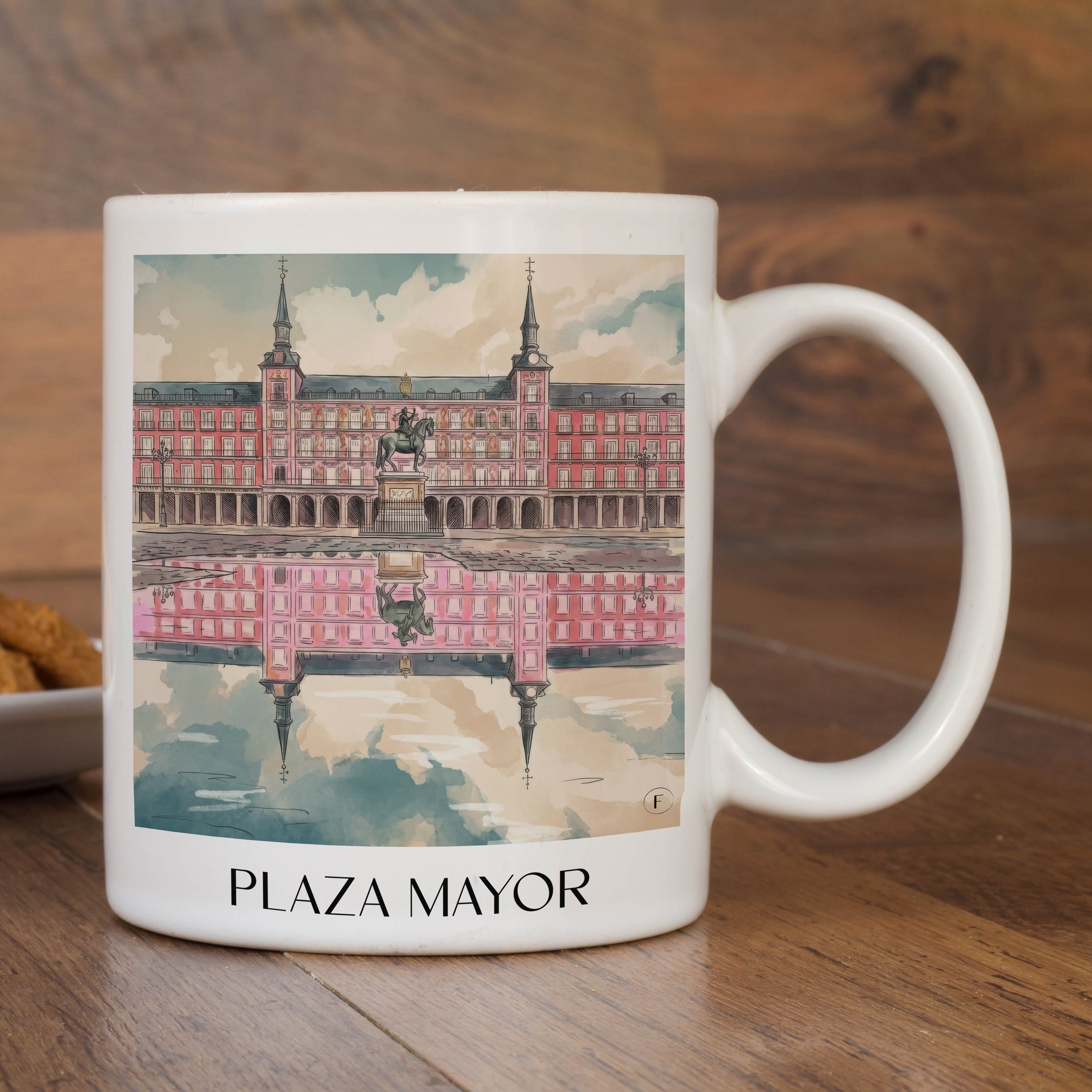 plaza-mayor-madrid-spanien-kaffeebecher-aquarell-pink-rosa