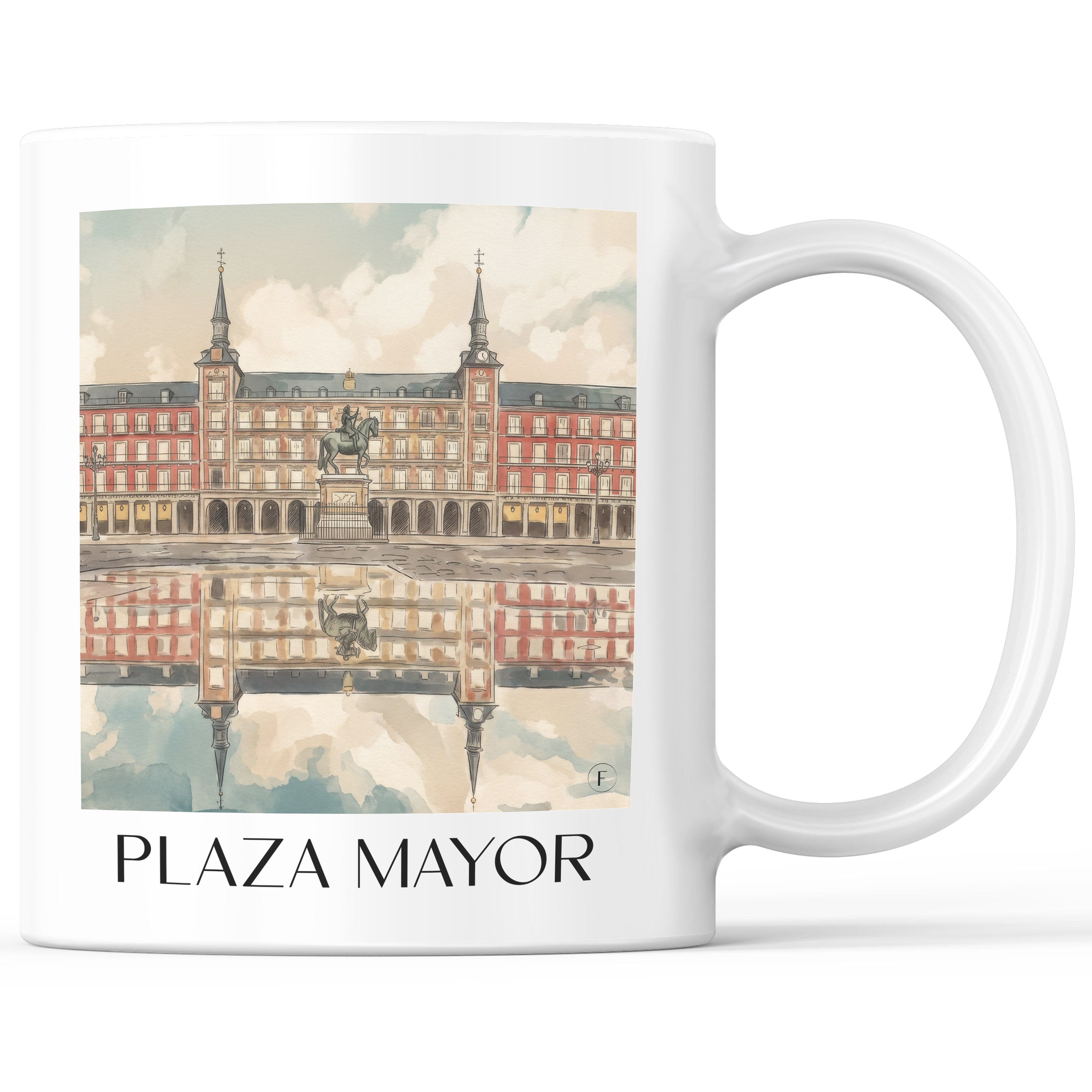 Plaza Mayor Kaffeebecher - Madrid - Spanien Becher - Kaffeetasse im Aquarell Stil - favplace
