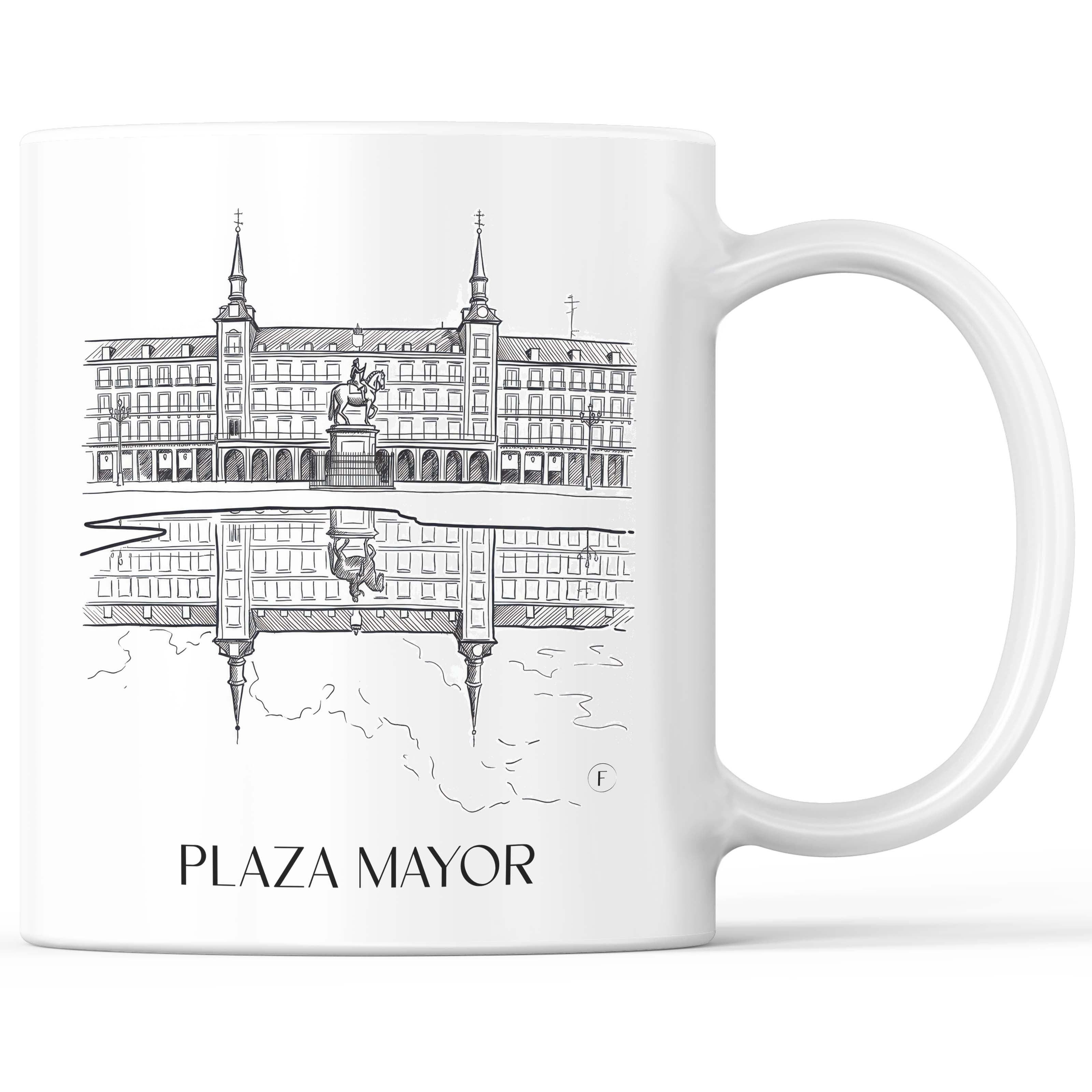 Plaza Mayor Kaffeebecher - Madrid - Spanien Becher - Kaffeetasse im Skizze Stil - favplace