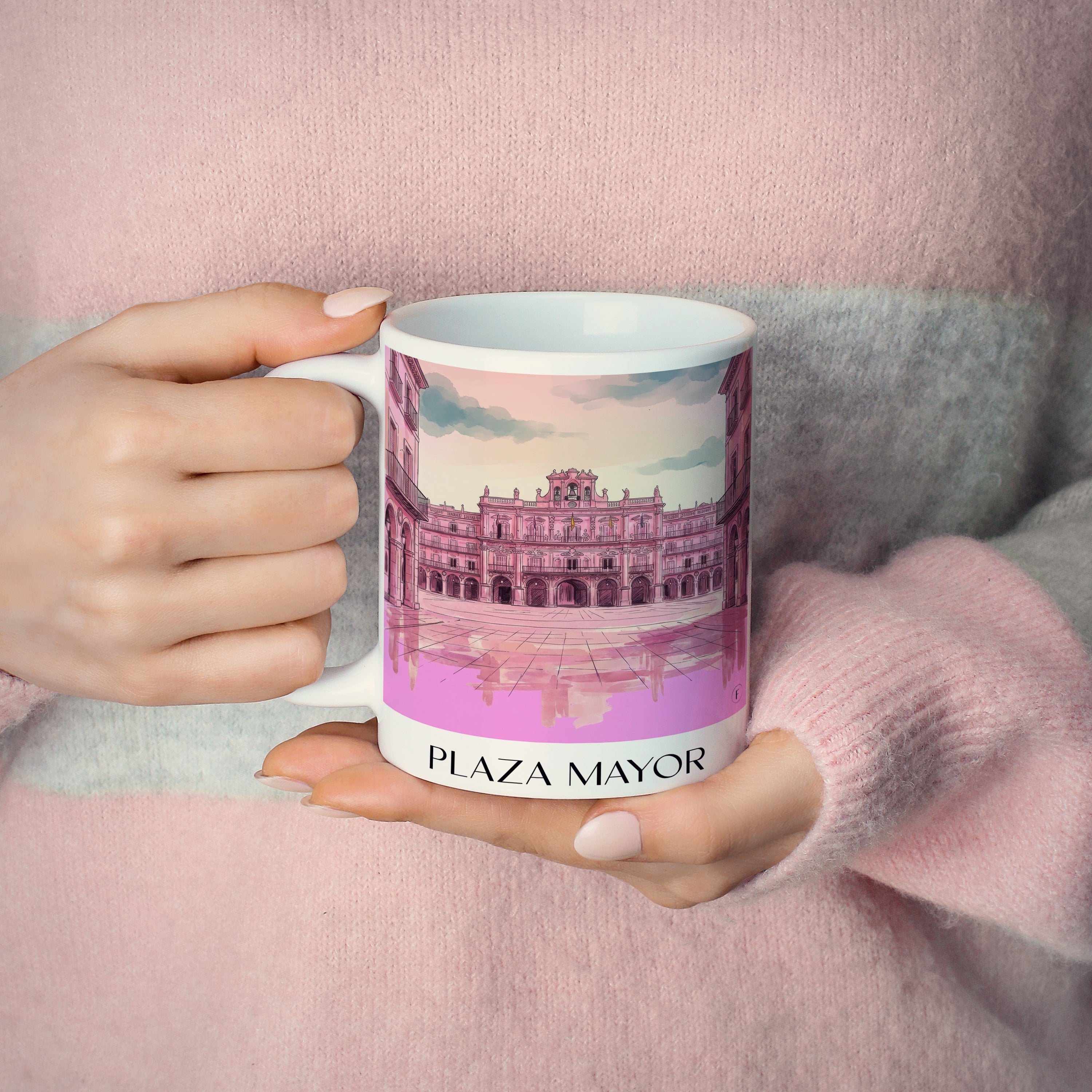 plaza-mayor-salamanca-spanien-kaffeebecher-aquarell-pink-rosa