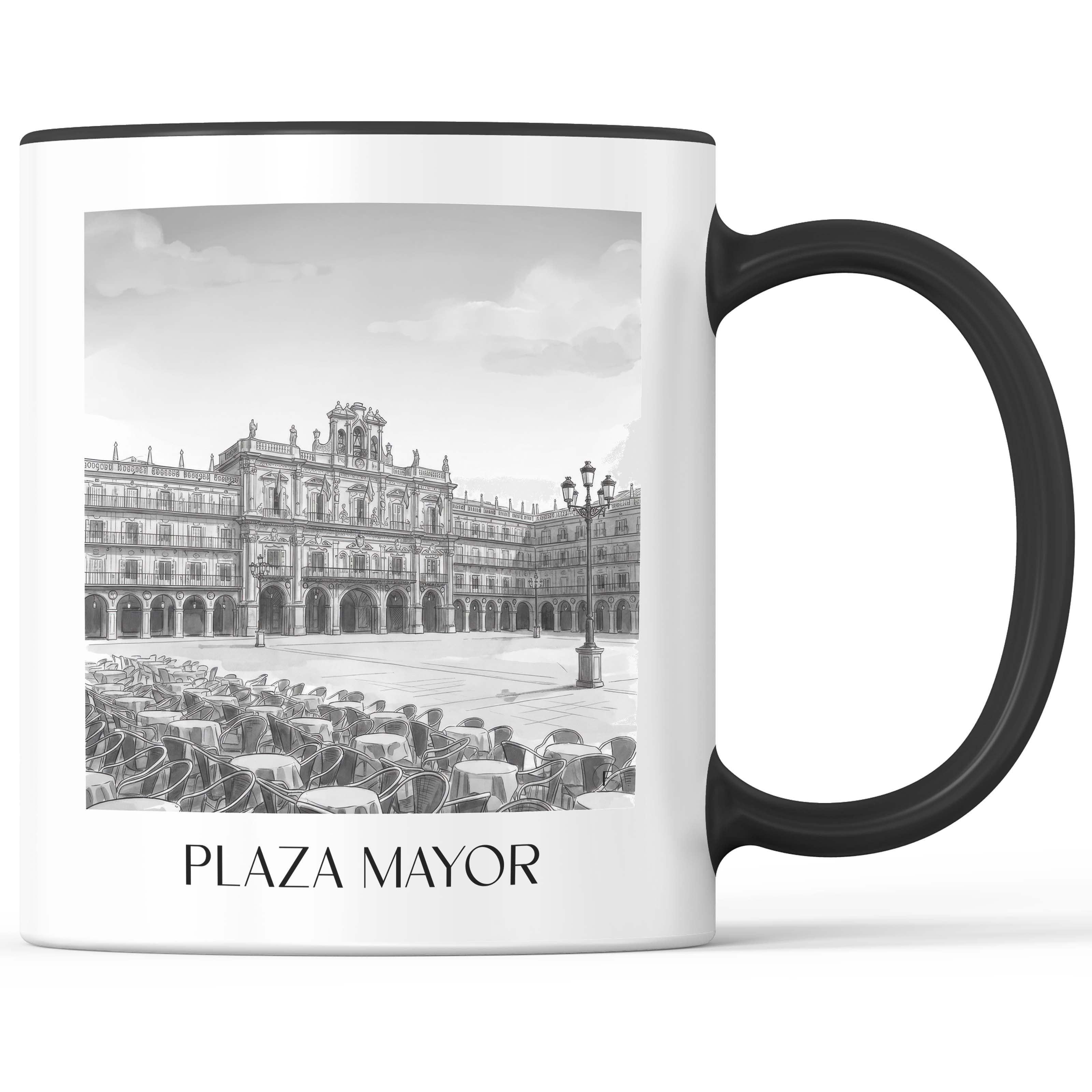 plaza-mayor-salamanca-spanien-kaffeebecher-aquarell-schwarz-weiss