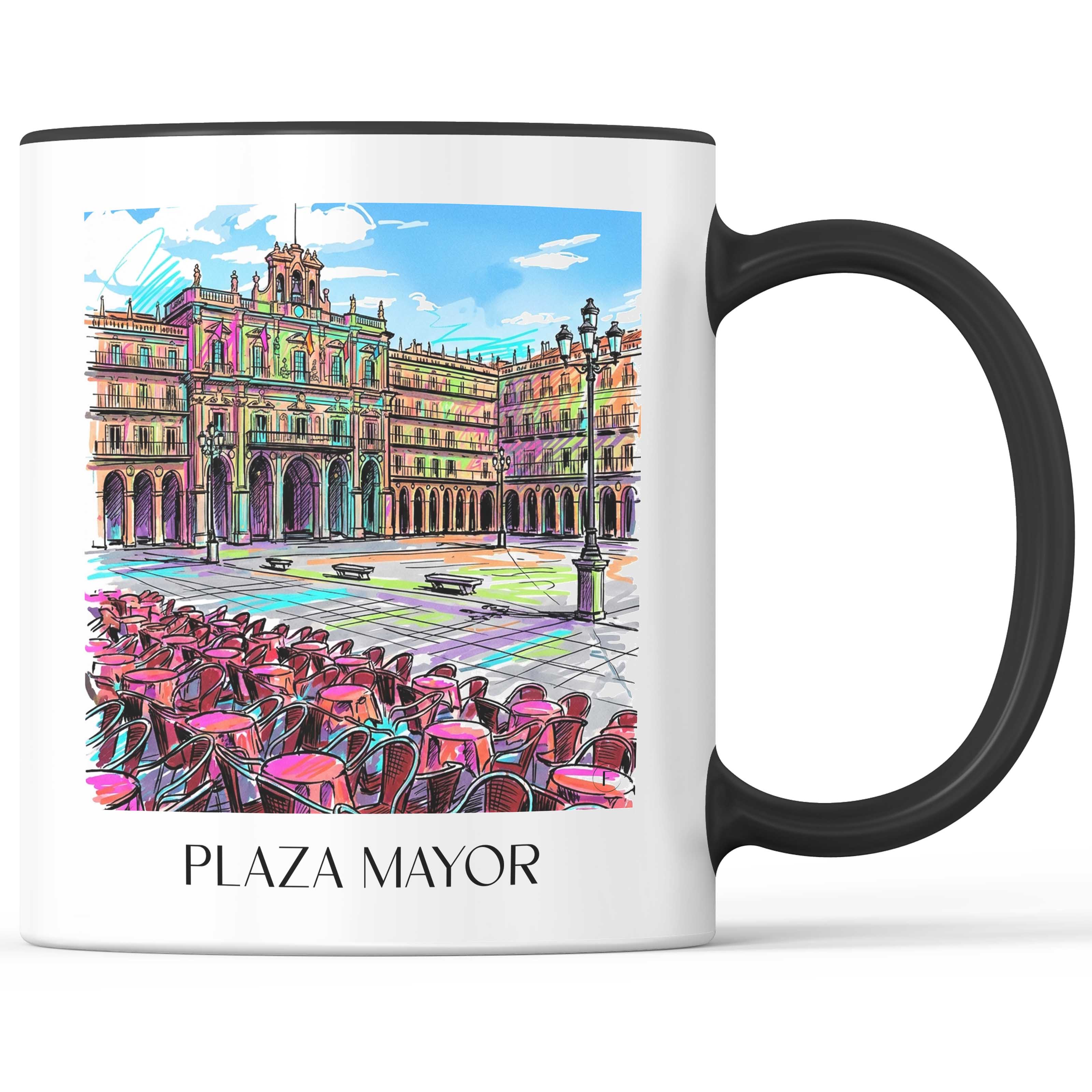 Plaza Mayor Kaffeebecher - Salamanca - Spanien Becher - Kaffeetasse im Tag Graffiti Stil - favplace