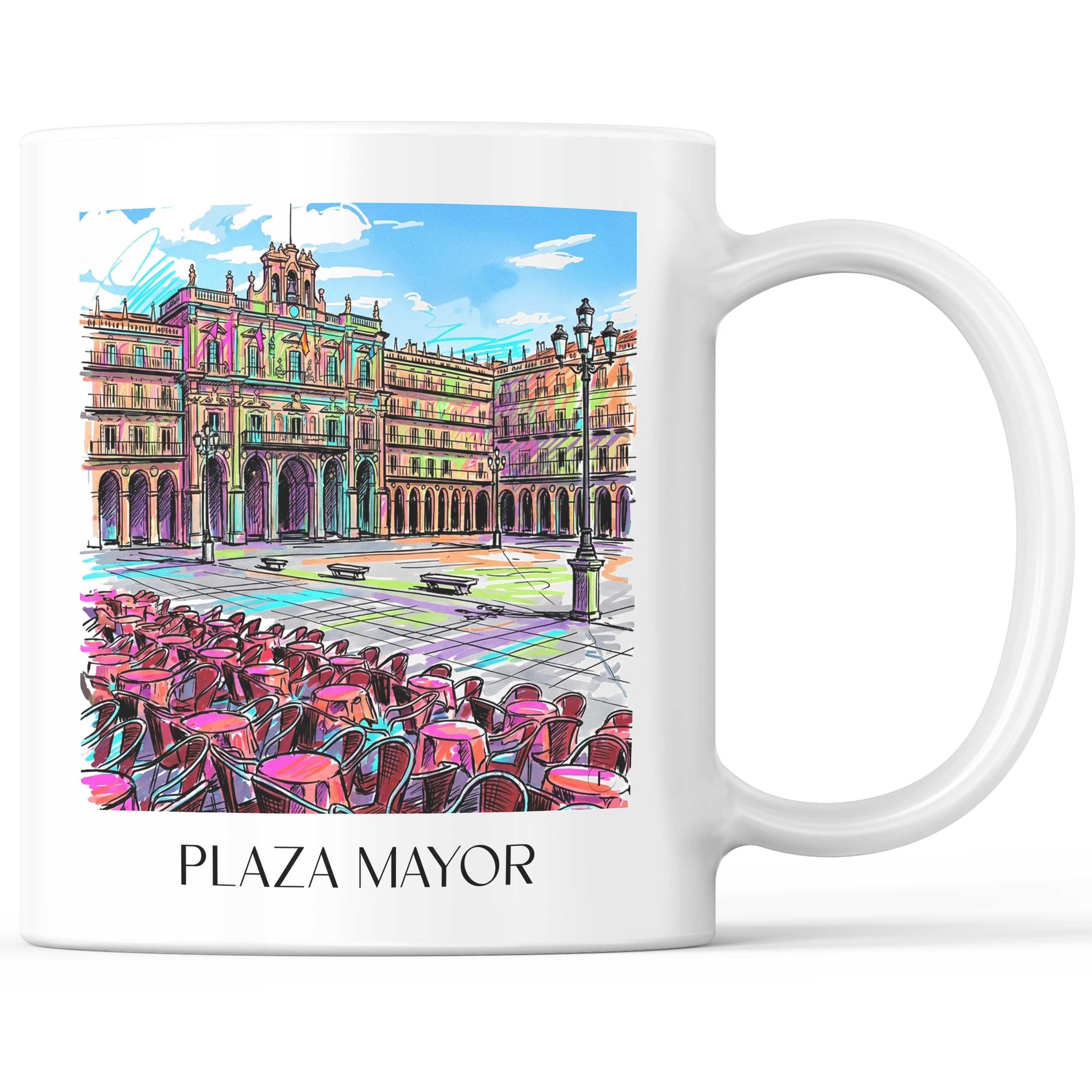 Plaza Mayor Kaffeebecher - Salamanca - Spanien Becher - Kaffeetasse im Tag Graffiti Stil - favplace