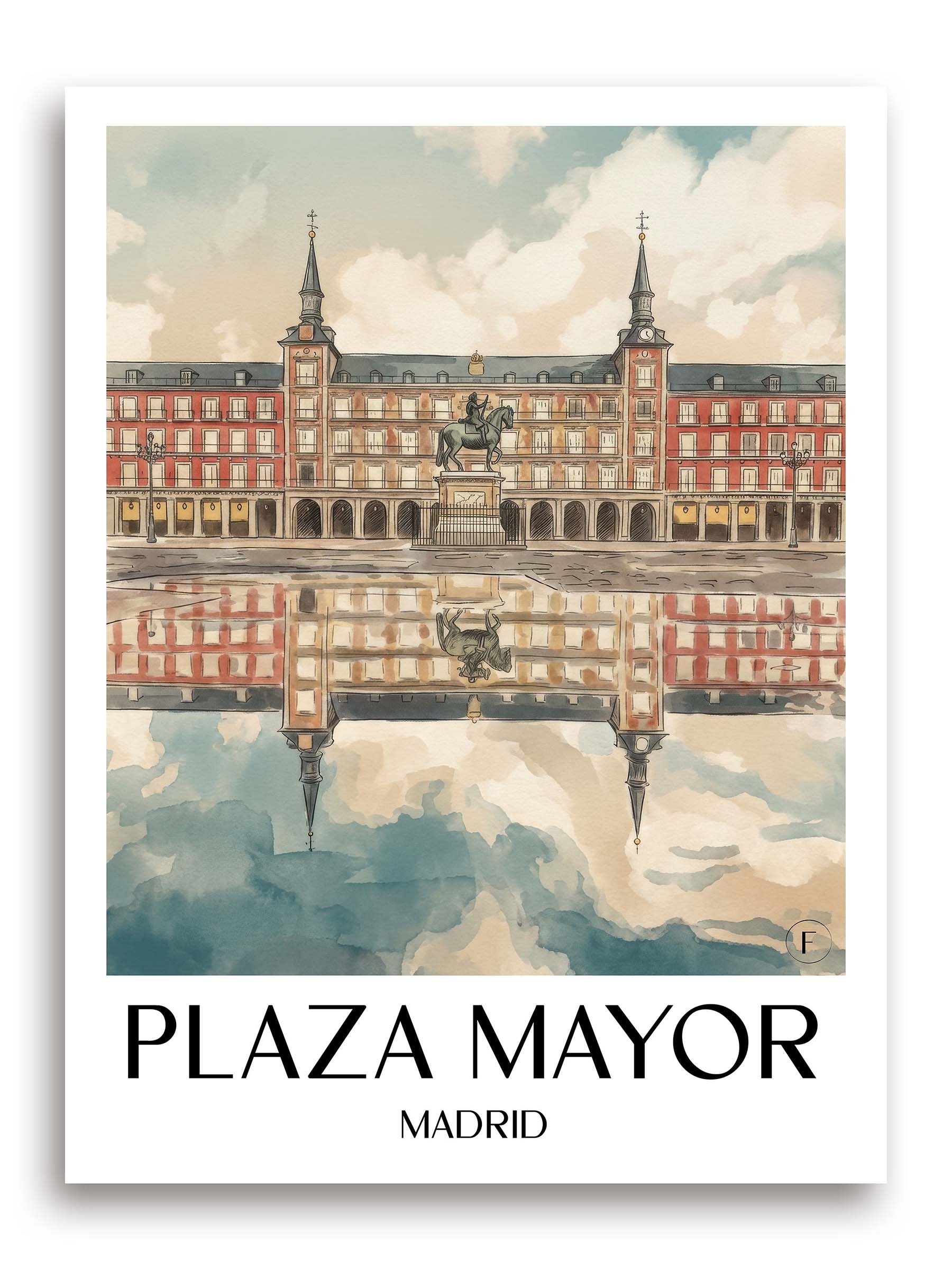 Plaza Mayor Poster - Madrid - Spanien Kunstdruck - Aquarell von A4 bis A1 - favplace