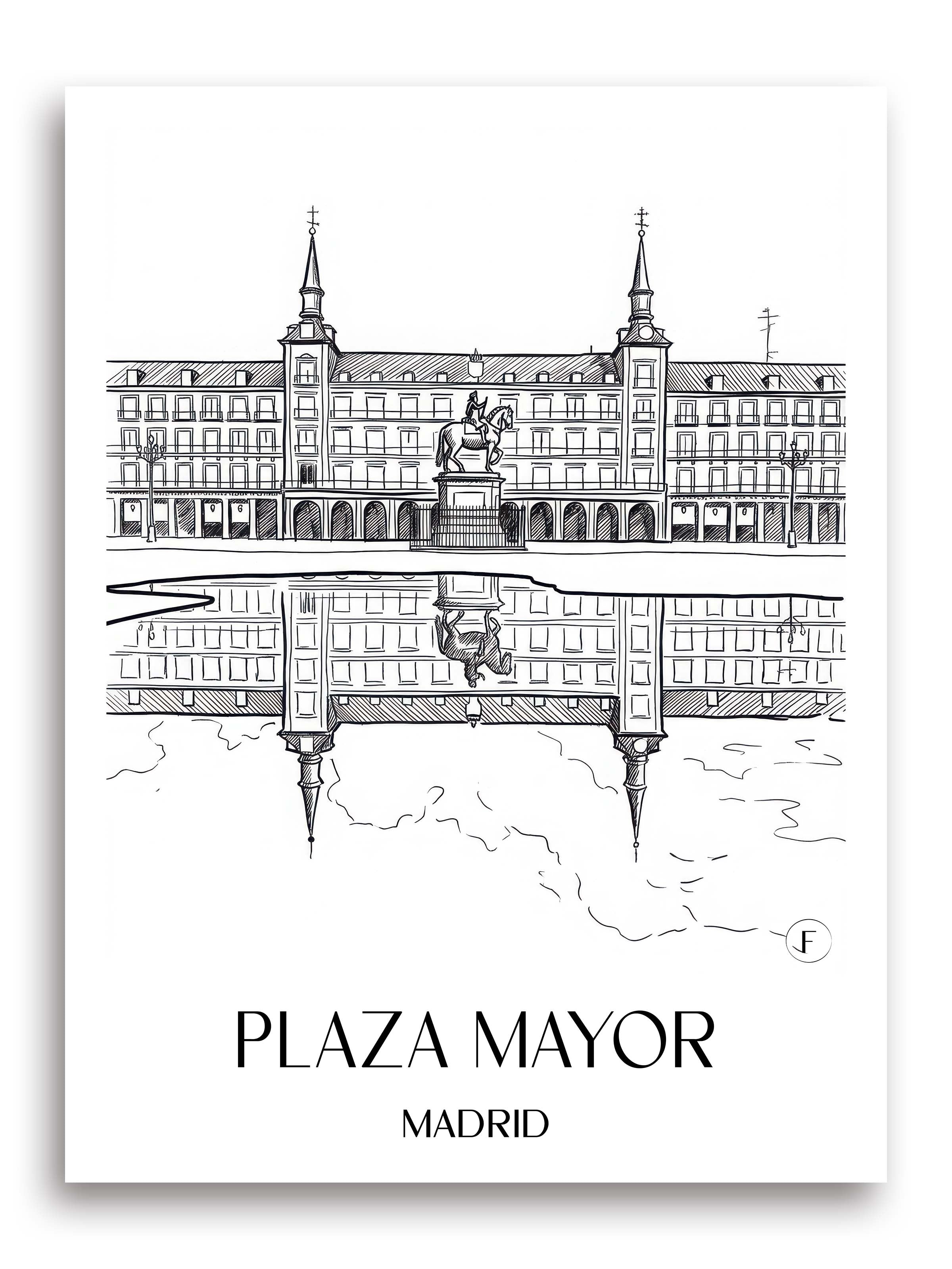 Plaza Mayor Poster - Madrid - Spanien Kunstdruck - Skizze von A4 bis A1 - favplace