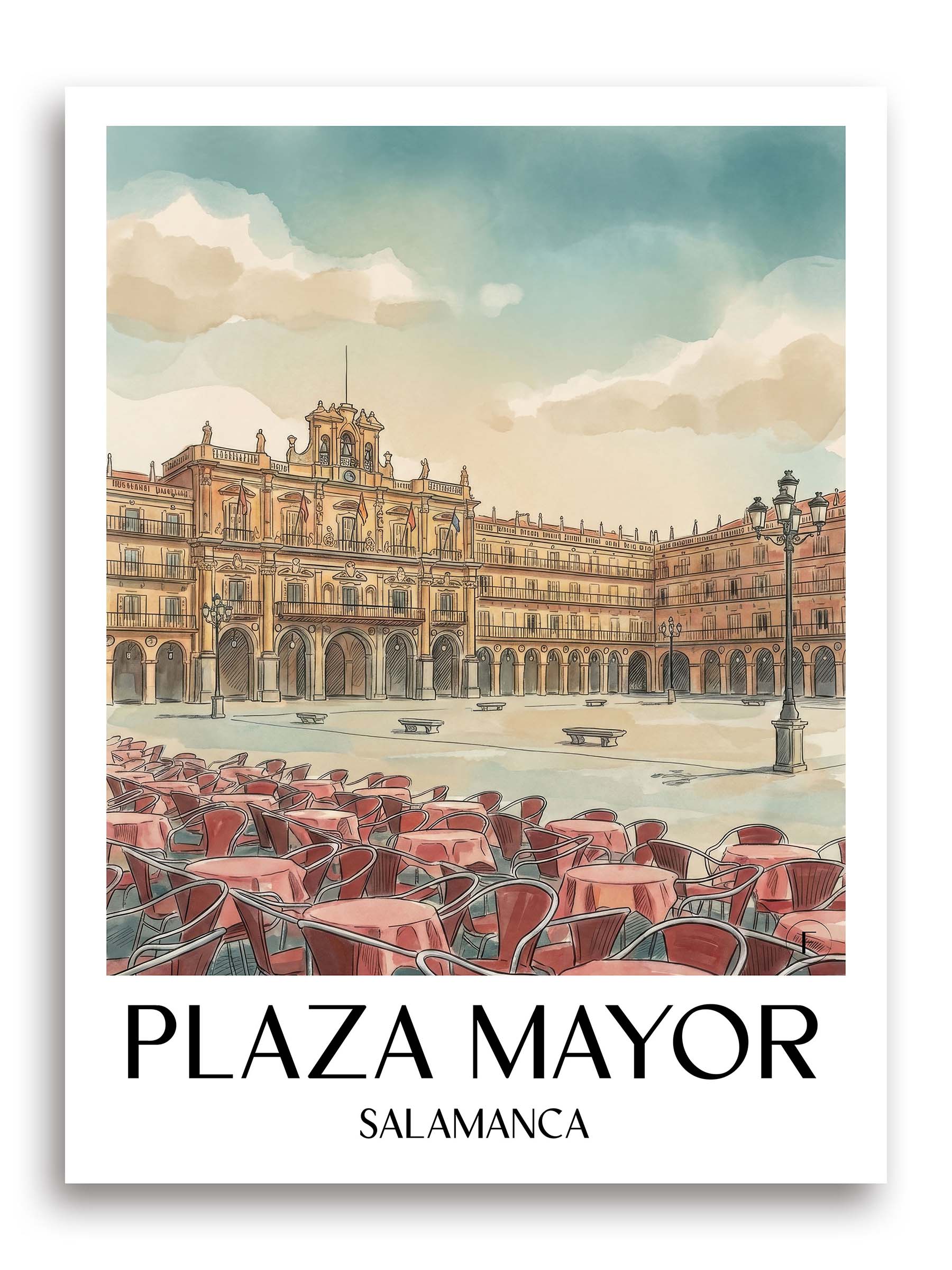 Plaza Mayor Poster - Salamanca - Spanien Kunstdruck - Aquarell von A4 bis A1 - favplace