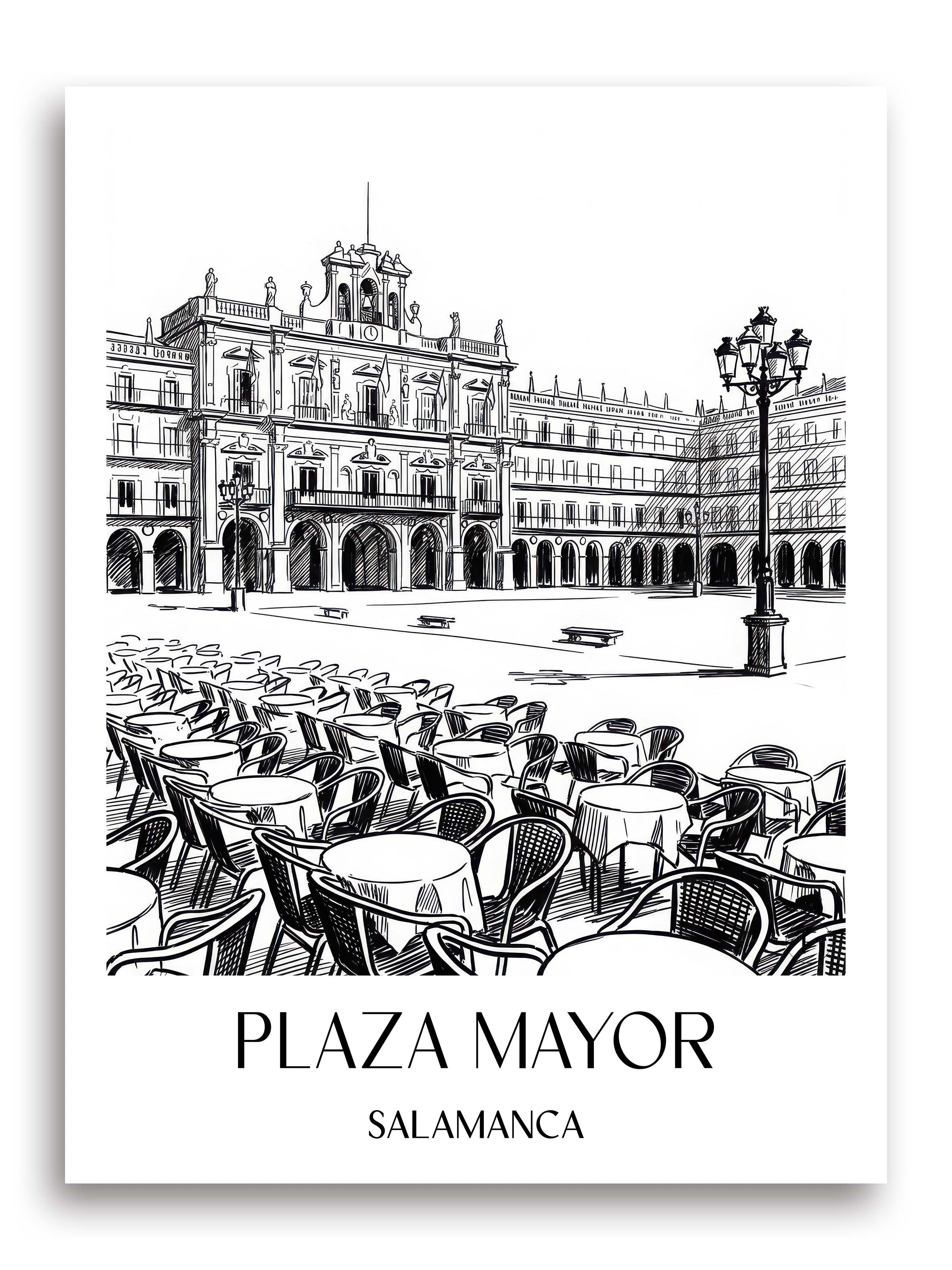 Plaza Mayor Poster - Salamanca - Spanien Kunstdruck - Skizze von A4 bis A1 - favplace