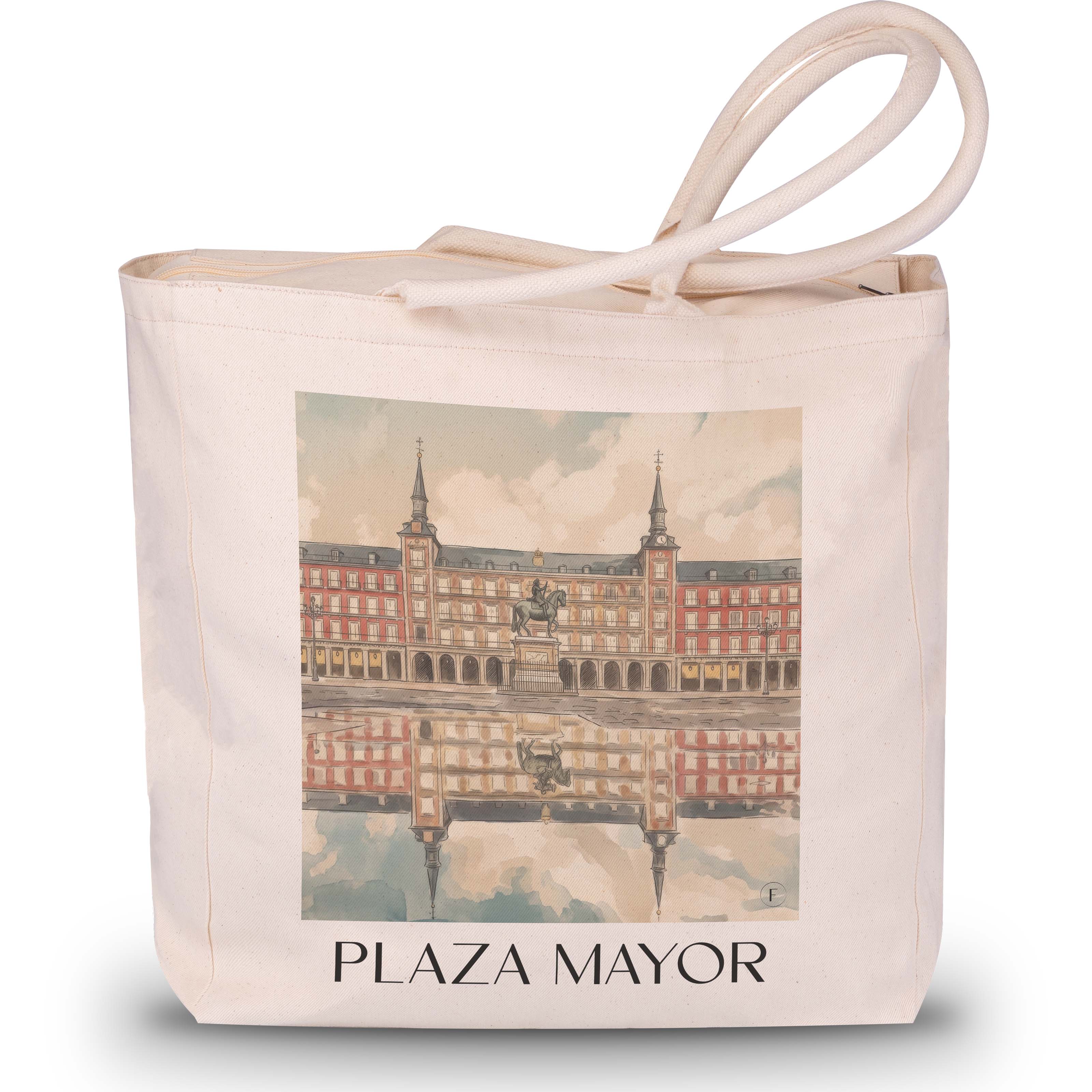 Plaza Mayor Shopping Tasche - Madrid - Spanien Tote Bag - Einkaufstasche im Aquarell Stil - favplace