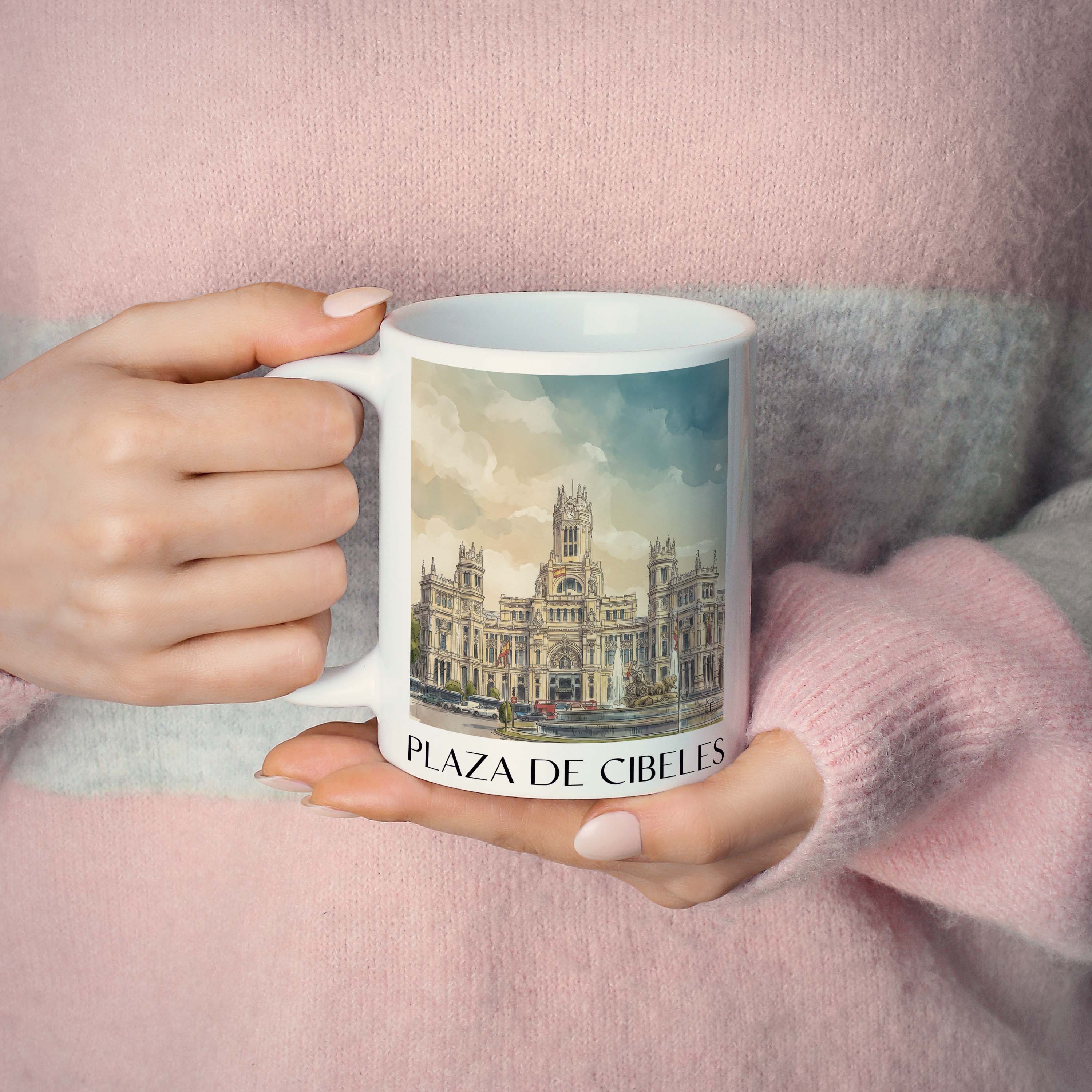 plaza-de-cibeles-madrid-spanien-kaffeebecher-aquarell