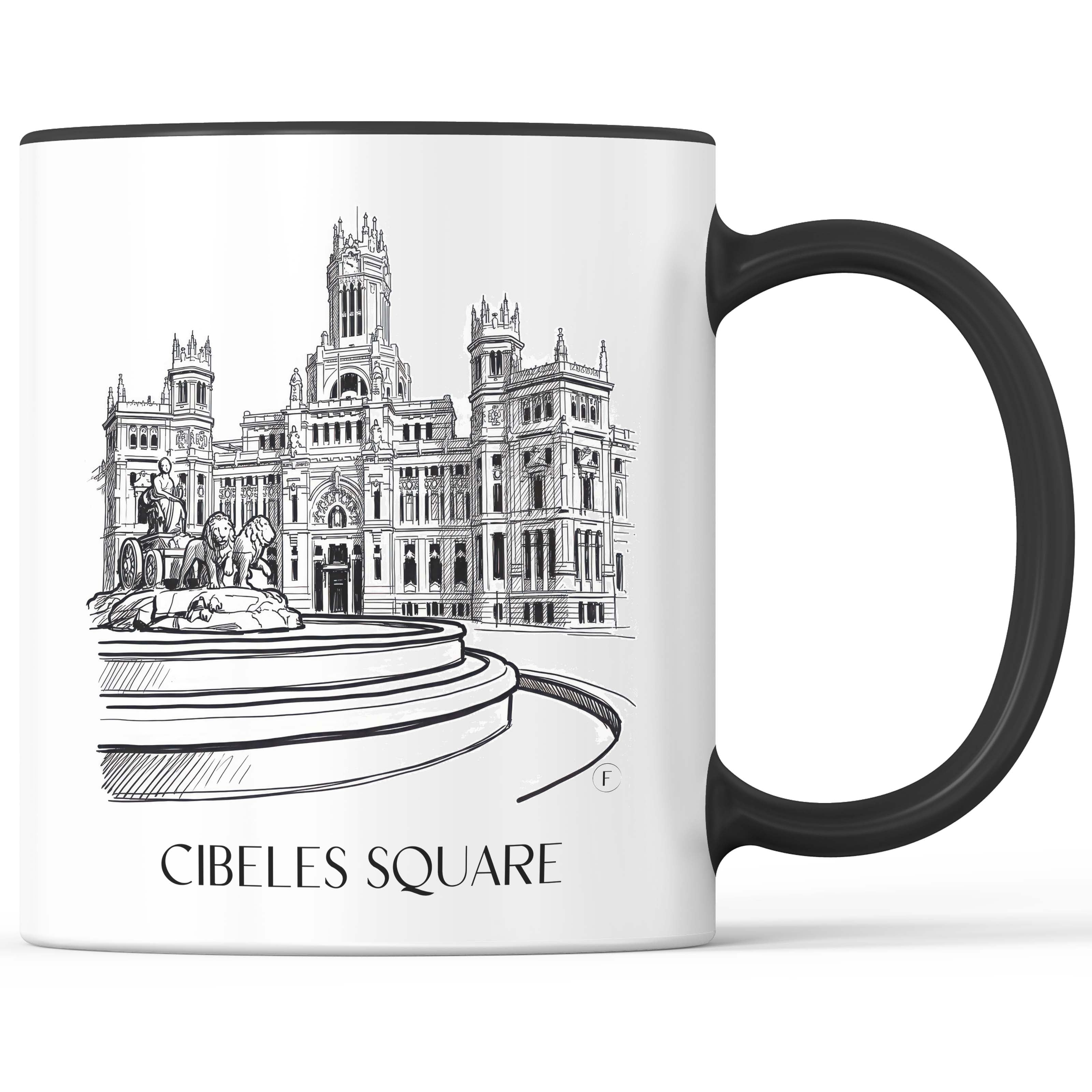 Plaza de Cibeles Kaffeebecher - Madrid - Spanien Becher - Kaffeetasse im Skizze Stil - favplace