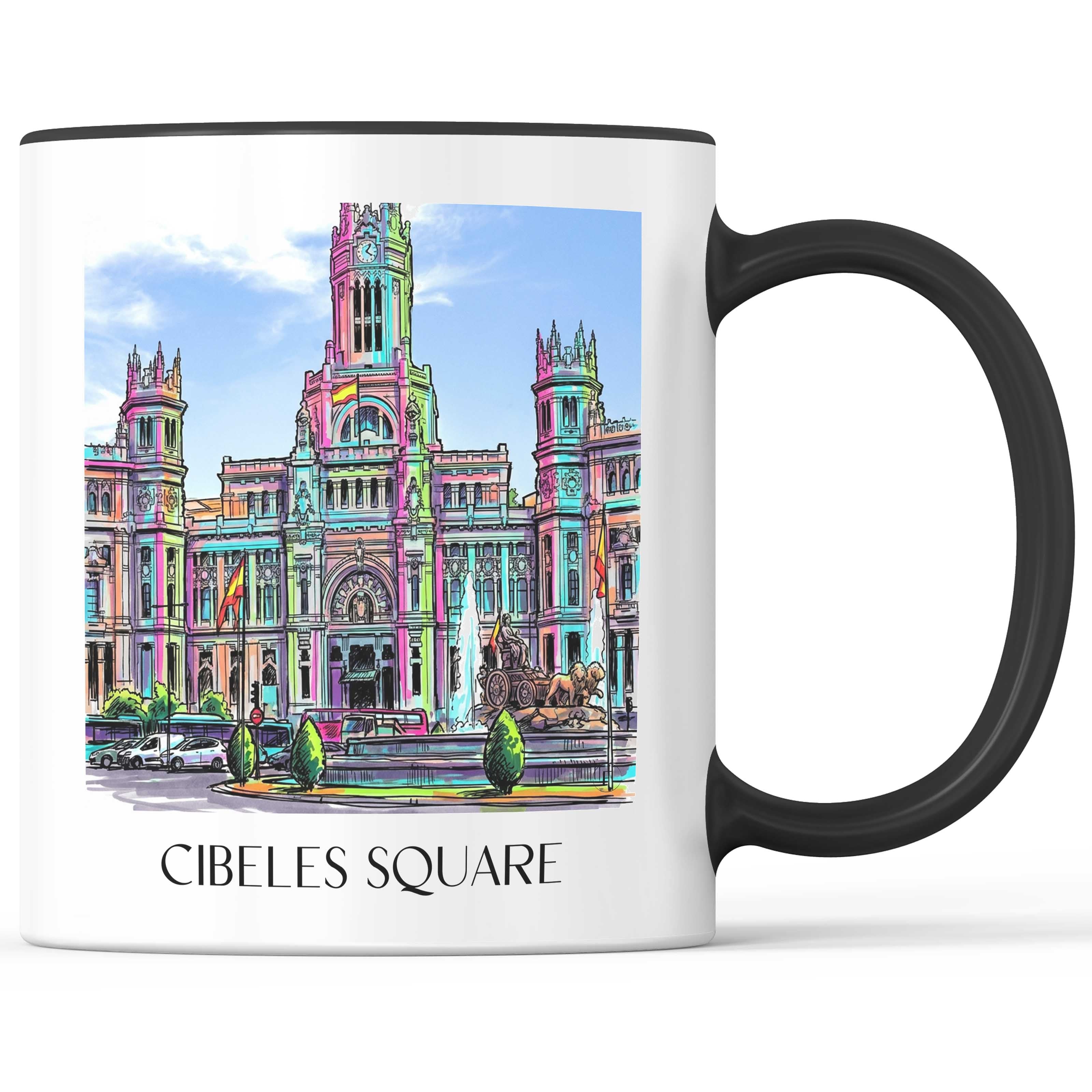 Plaza de Cibeles Kaffeebecher - Madrid - Spanien Becher - Kaffeetasse im Tag Graffiti Stil - favplace