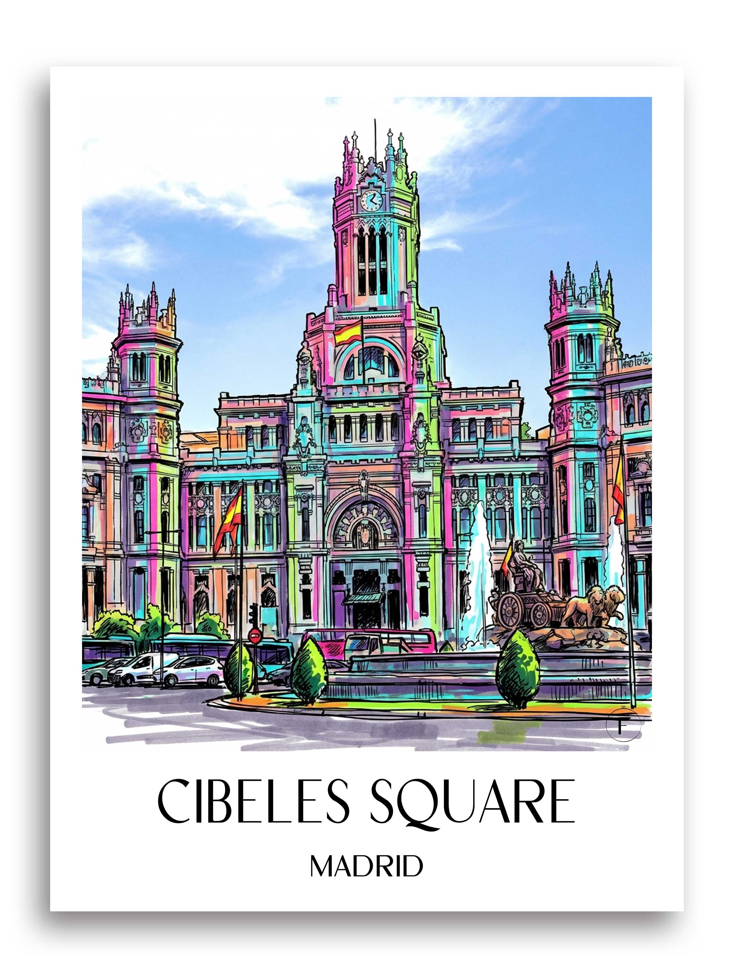 Plaza de Cibeles Poster - Madrid - Spanien Kunstdruck - Tag Graffiti von A4 bis A1 - favplace