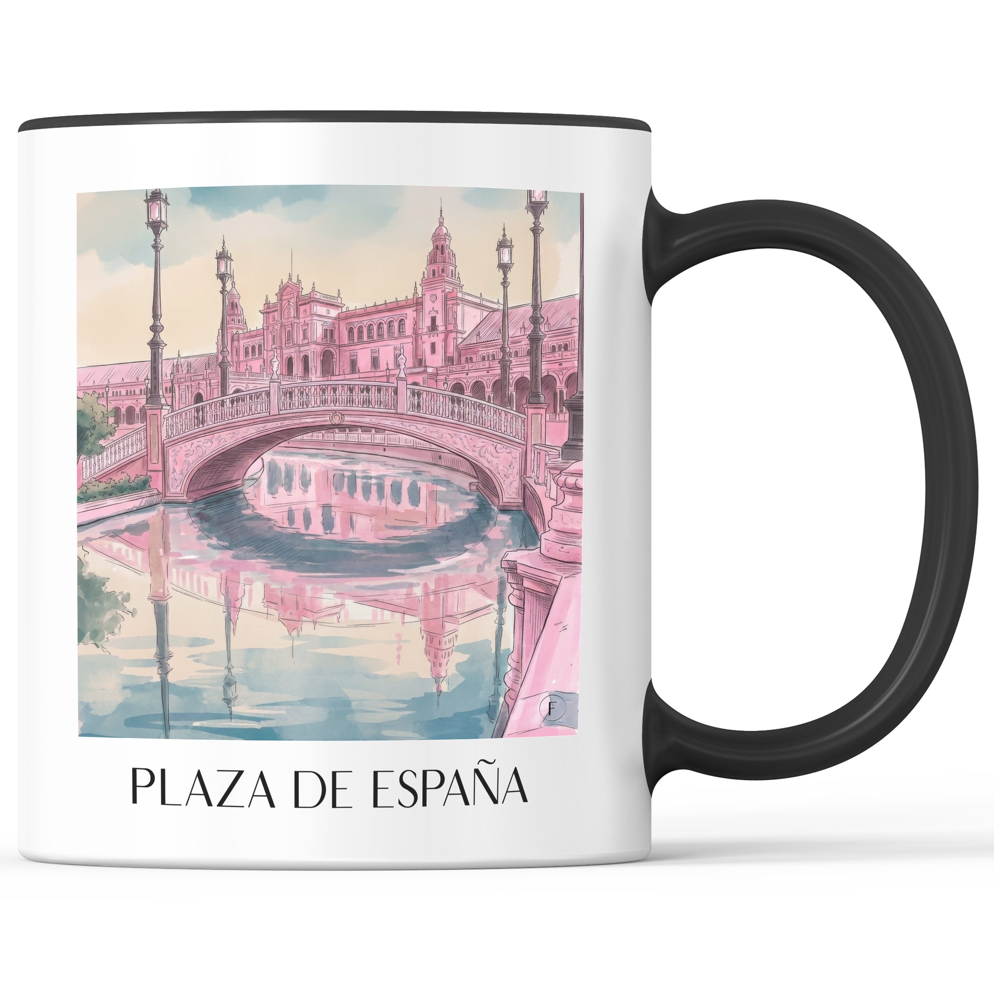 plaza-de-españa-sevilla-spanien-kaffeebecher-aquarell-pink-rosa
