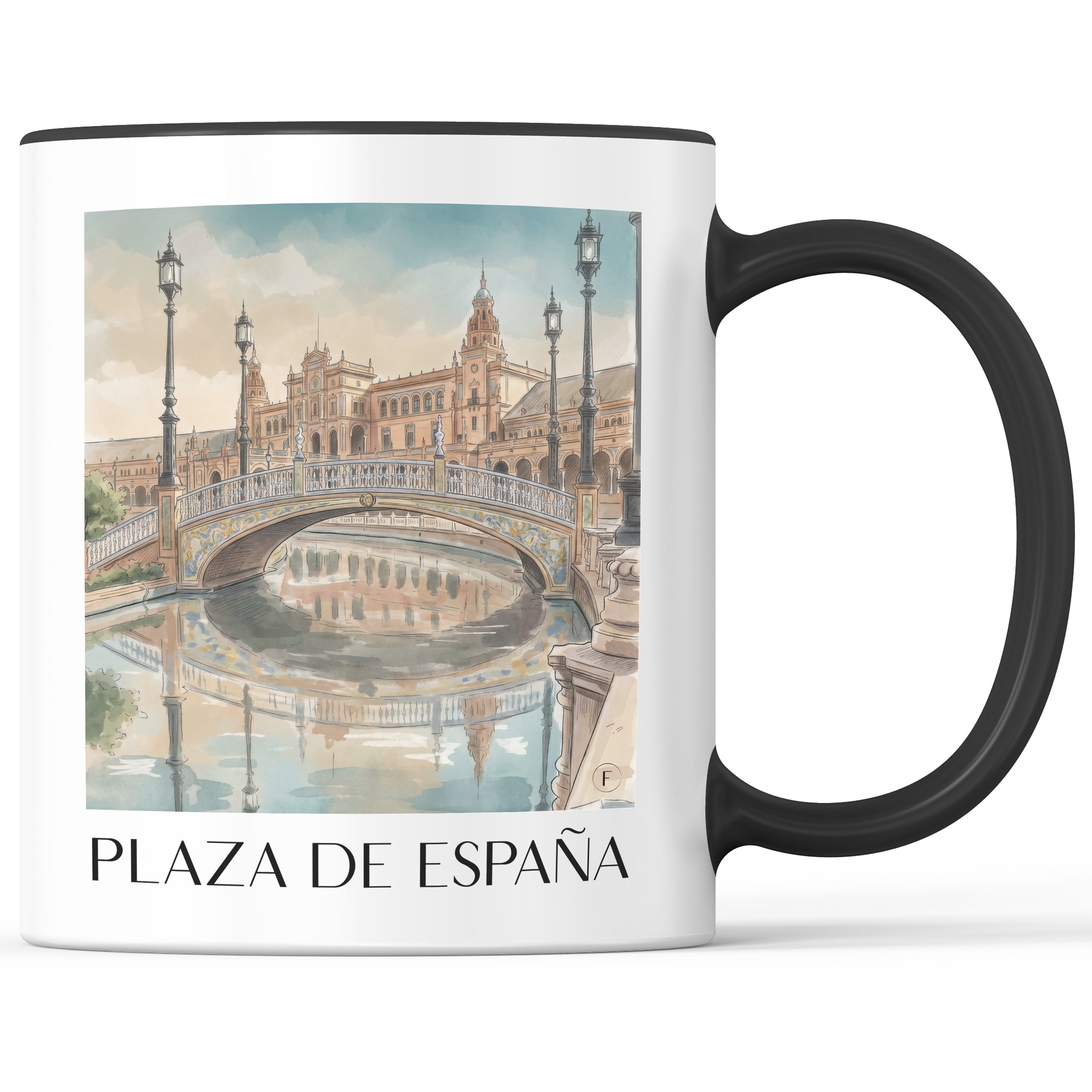 Plaza de España Kaffeebecher - Sevilla - Spanien Becher - Kaffeetasse im Aquarell Stil - favplace
