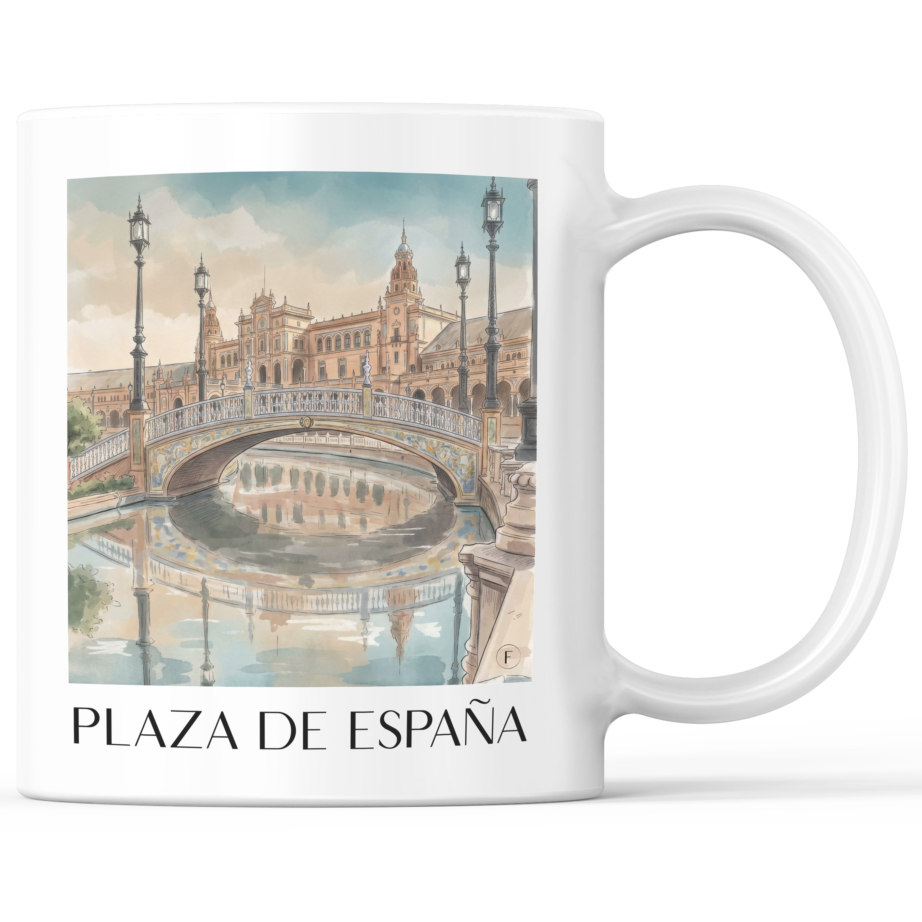 Plaza de España Kaffeebecher - Sevilla - Spanien Becher - Kaffeetasse im Aquarell Stil - favplace