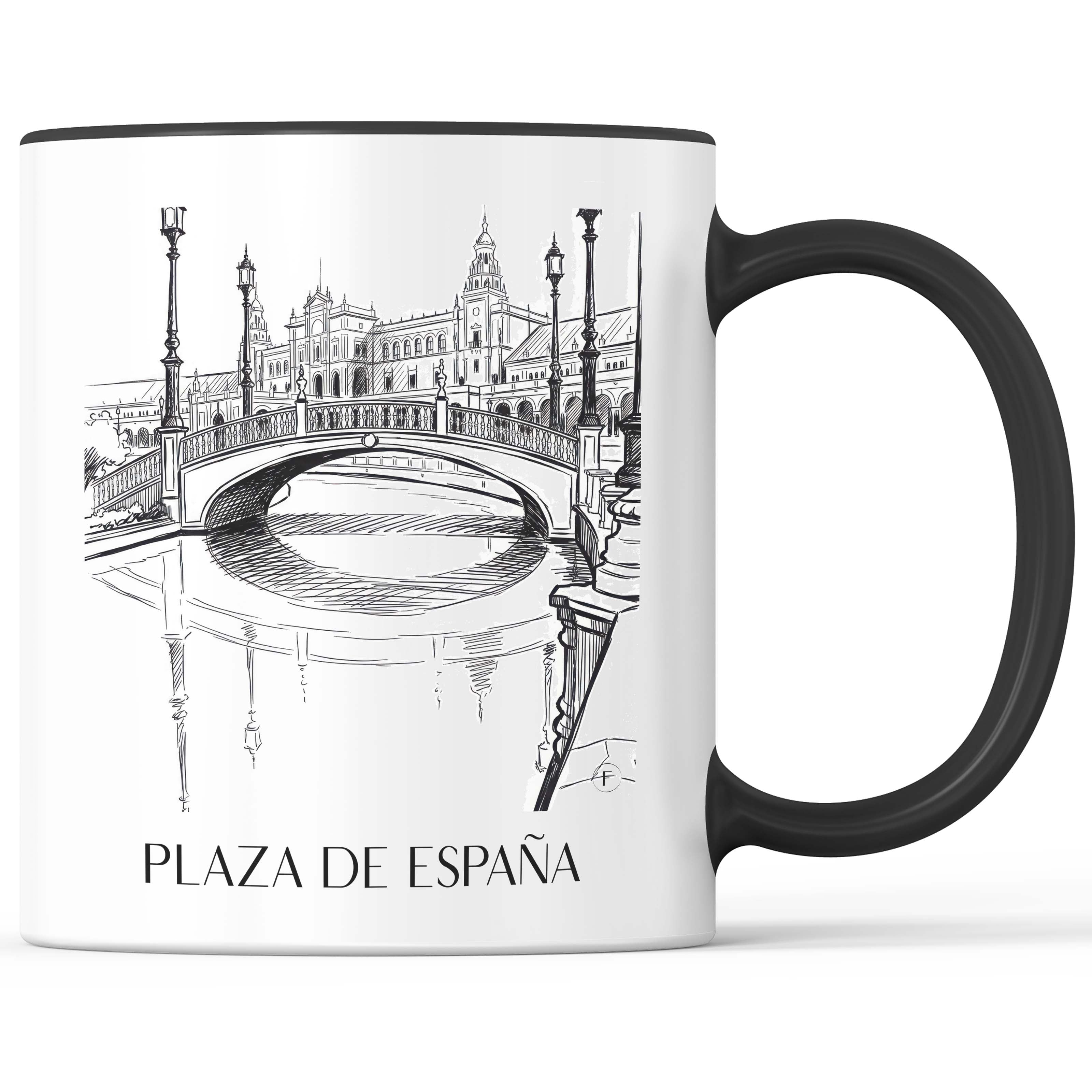 Plaza de España Kaffeebecher - Sevilla - Spanien Becher - Kaffeetasse im Skizze Stil - favplace