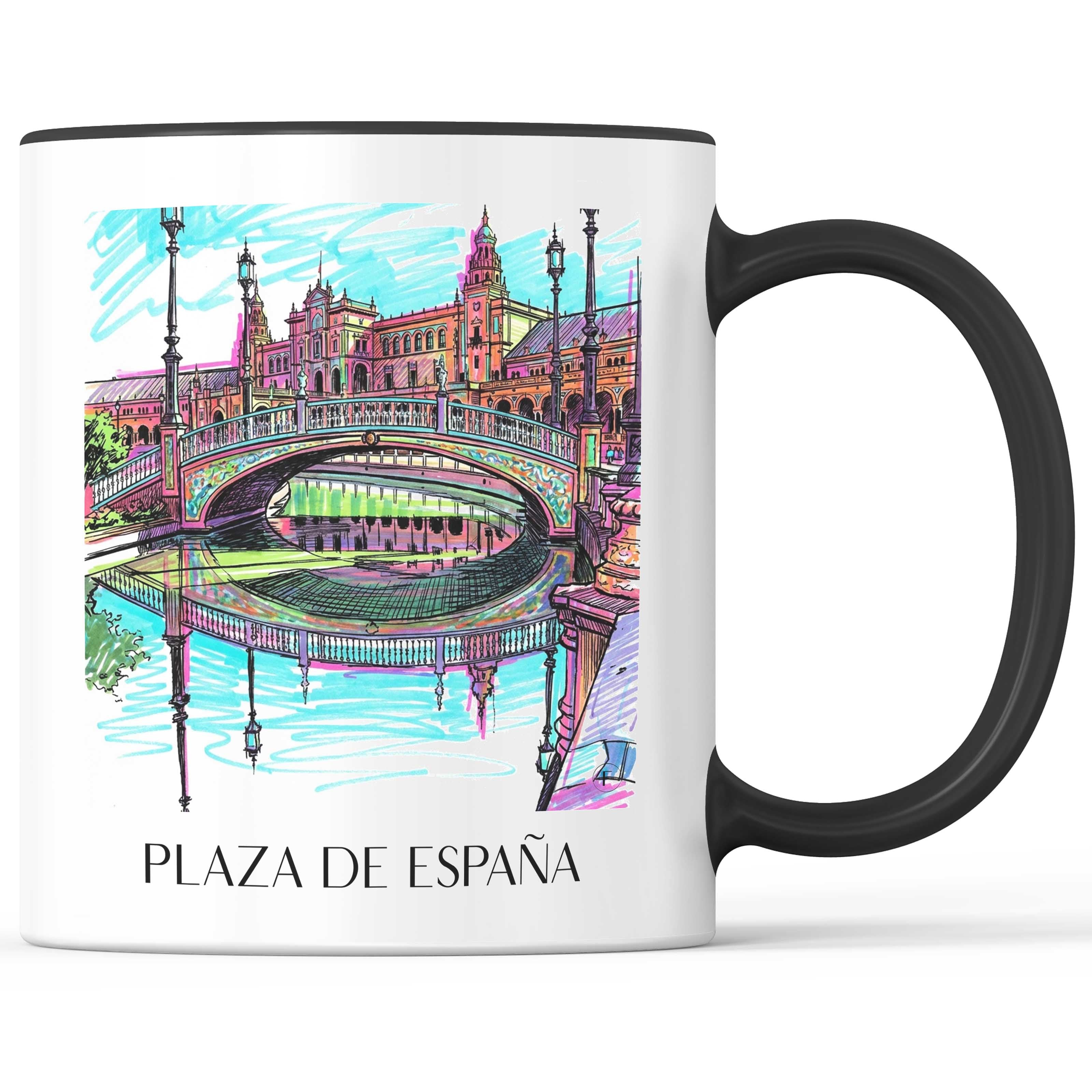 Plaza de España Kaffeebecher - Sevilla - Spanien Becher - Kaffeetasse im Tag Graffiti Stil - favplace