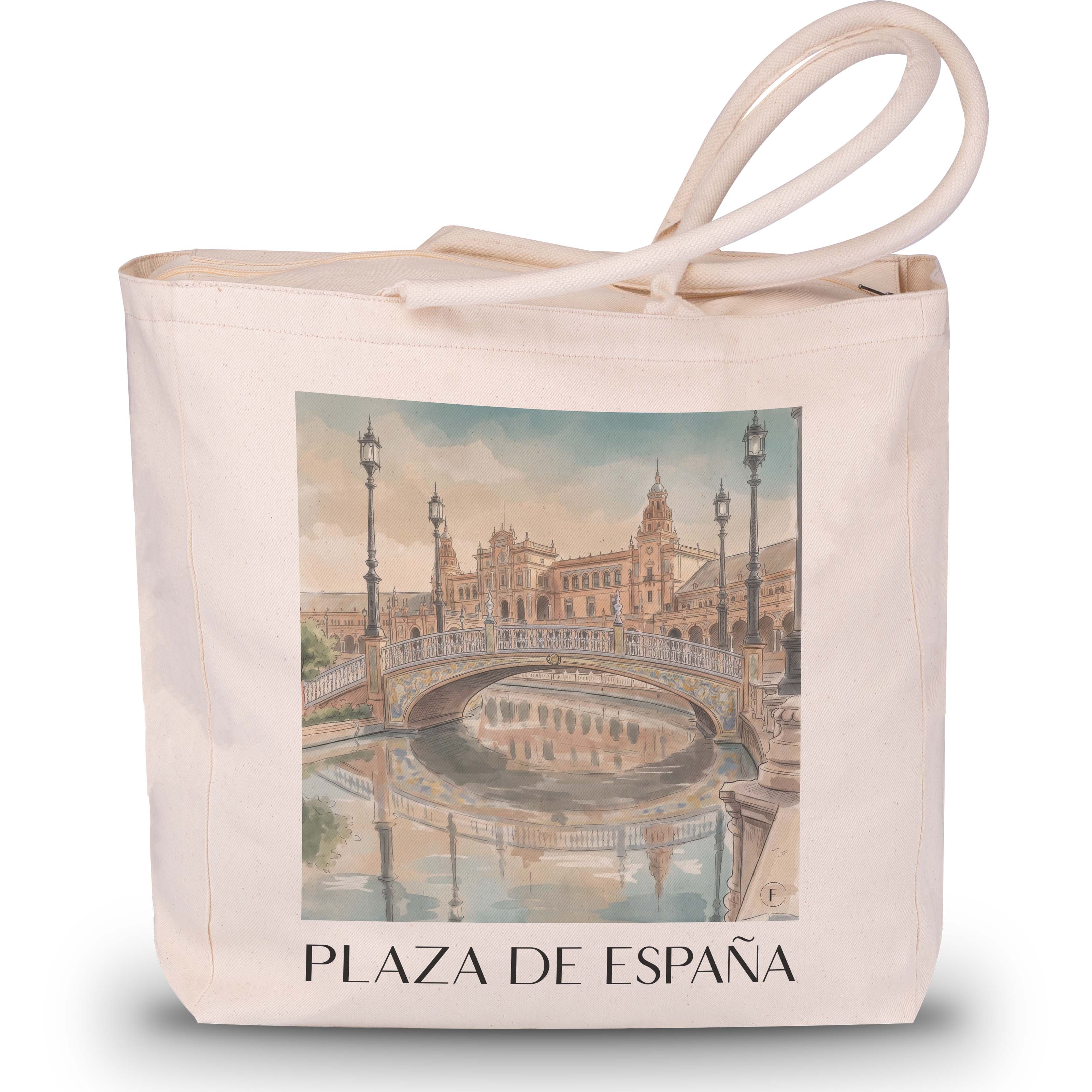 Plaza de España Shopping Tasche - Sevilla - Spanien Tote Bag - Einkaufstasche im Aquarell Stil - favplace