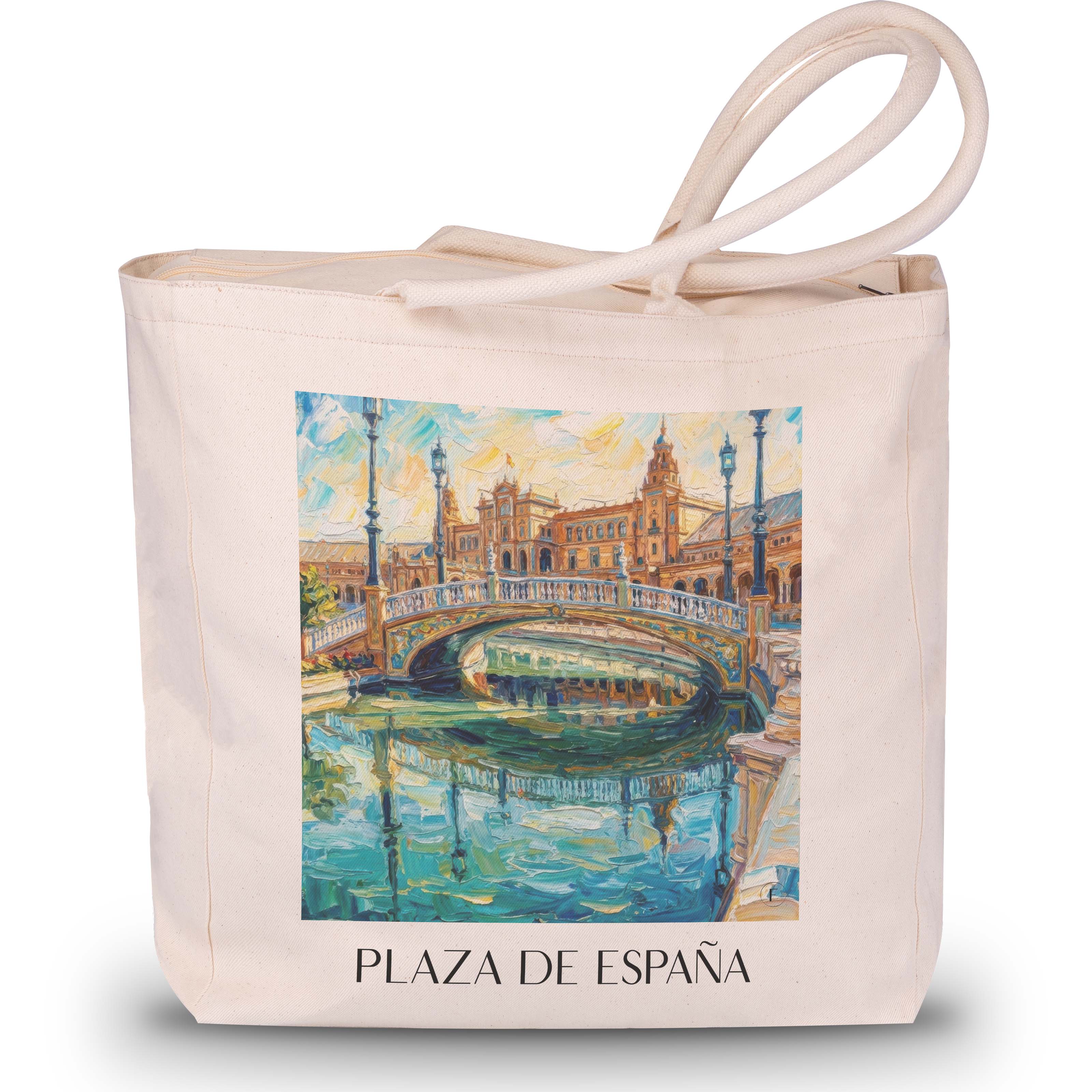 Plaza de España Shopping Tasche - Sevilla - Spanien Tote Bag - Einkaufstasche im Ölgemälde Stil - favplace