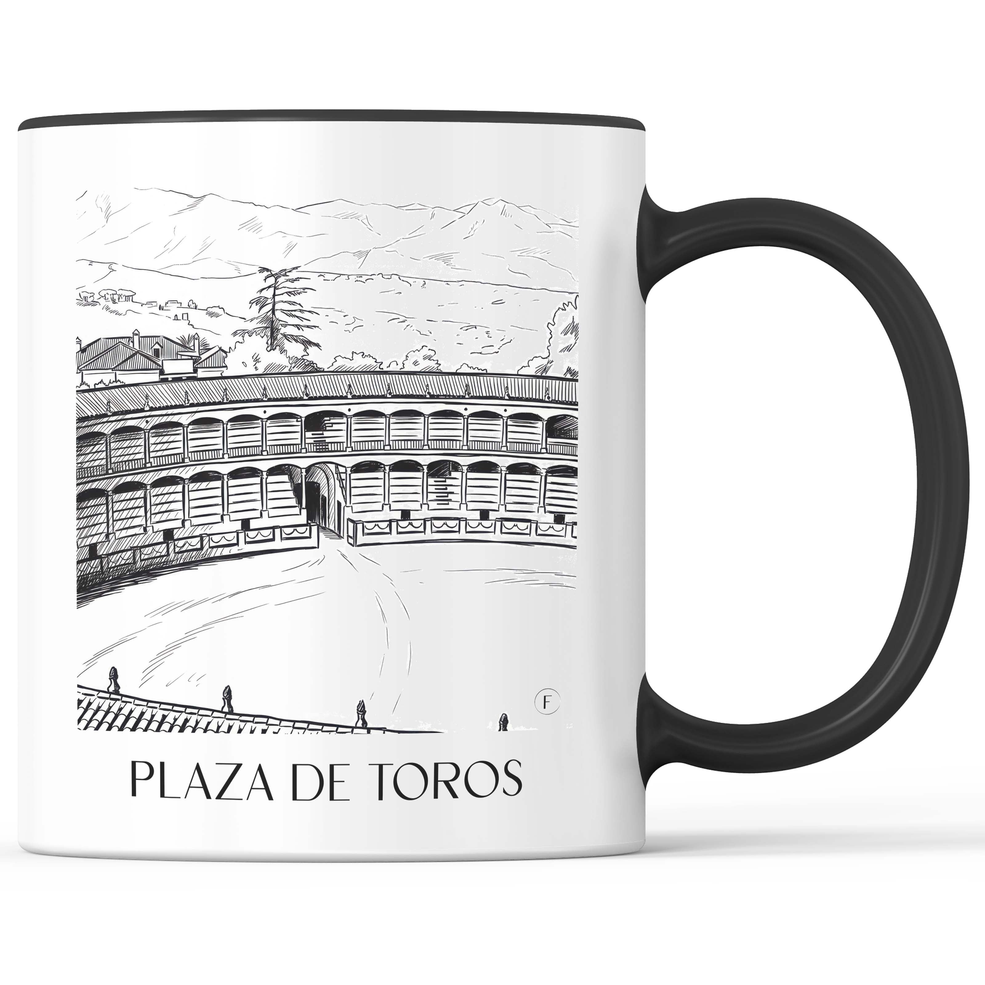 Plaza de Toros Kaffeebecher - Ronda - Spanien Becher - Kaffeetasse im Skizze Stil - favplace