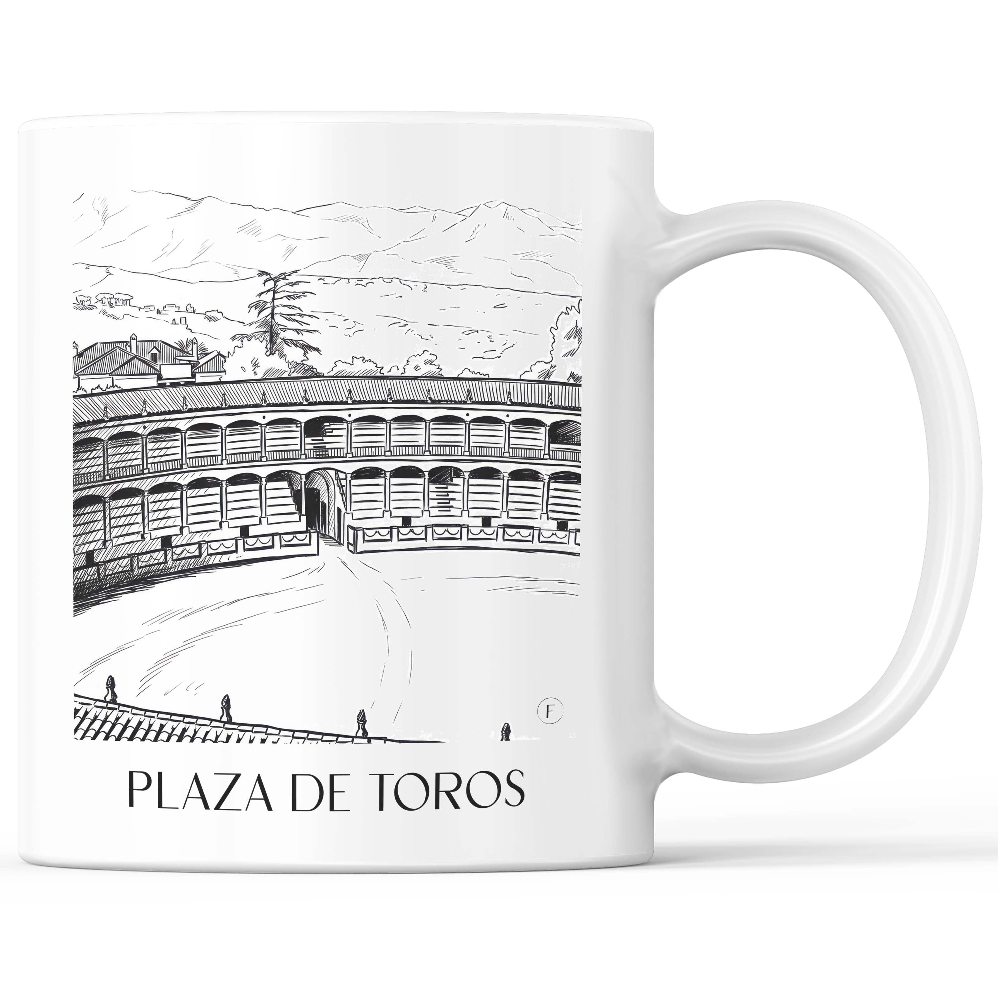 Plaza de Toros Kaffeebecher - Ronda - Spanien Becher - Kaffeetasse im Skizze Stil - favplace