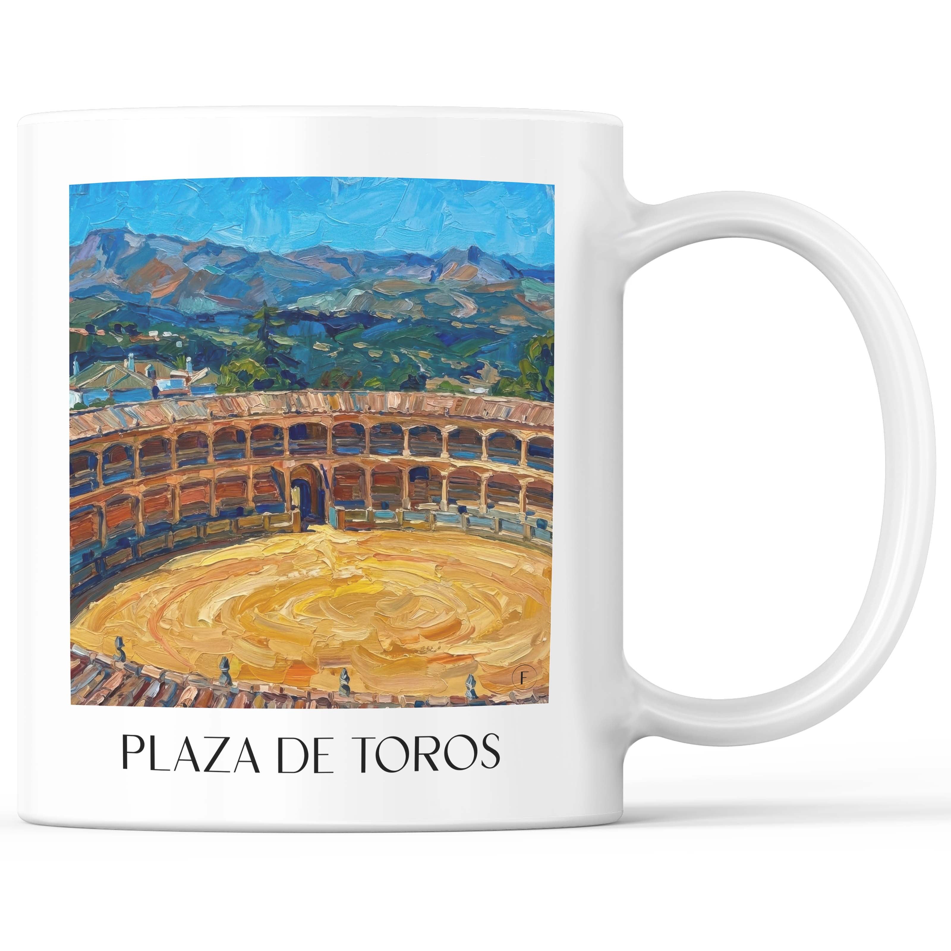 Plaza de Toros Kaffeebecher - Ronda - Spanien Becher - Kaffeetasse im Ölgemälde Stil - favplace
