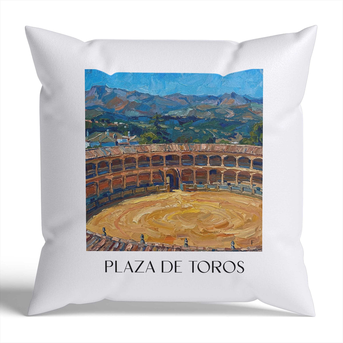 plaza-de-toros-ronda-spanien-kissenbezug-oil-painting-oelgemaelde