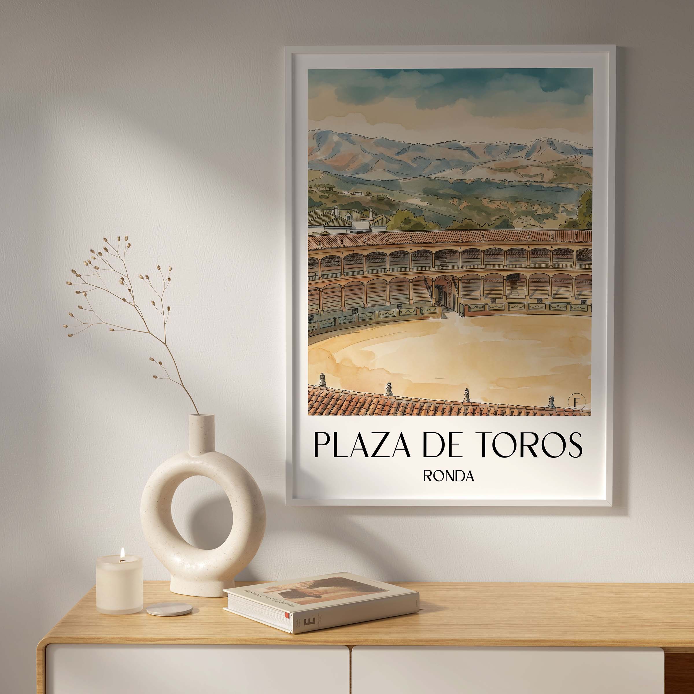 plaza-de-toros-ronda-spanien-poster-aquarell