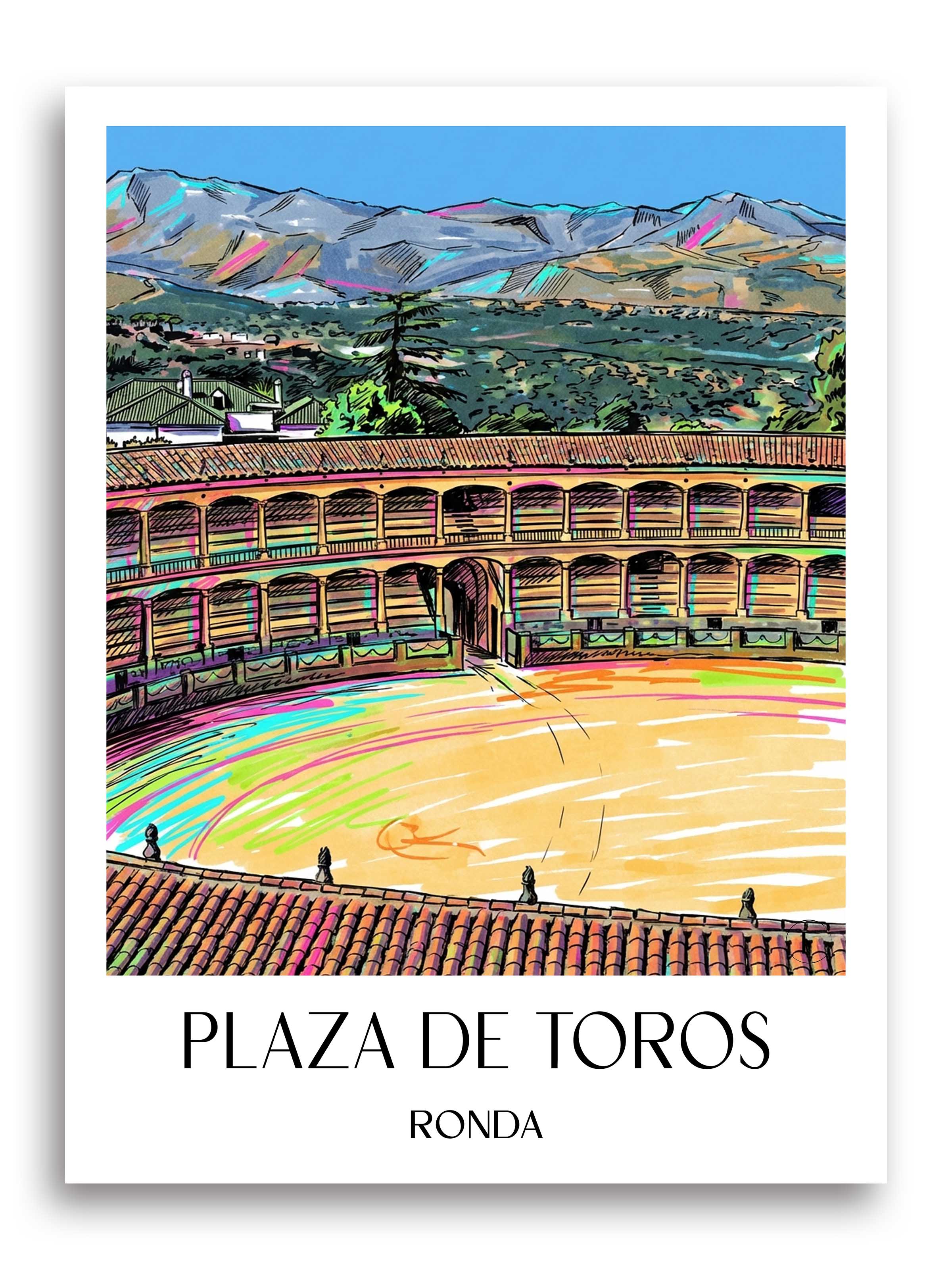 plaza-de-toros-ronda-spanien-poster-graffiti