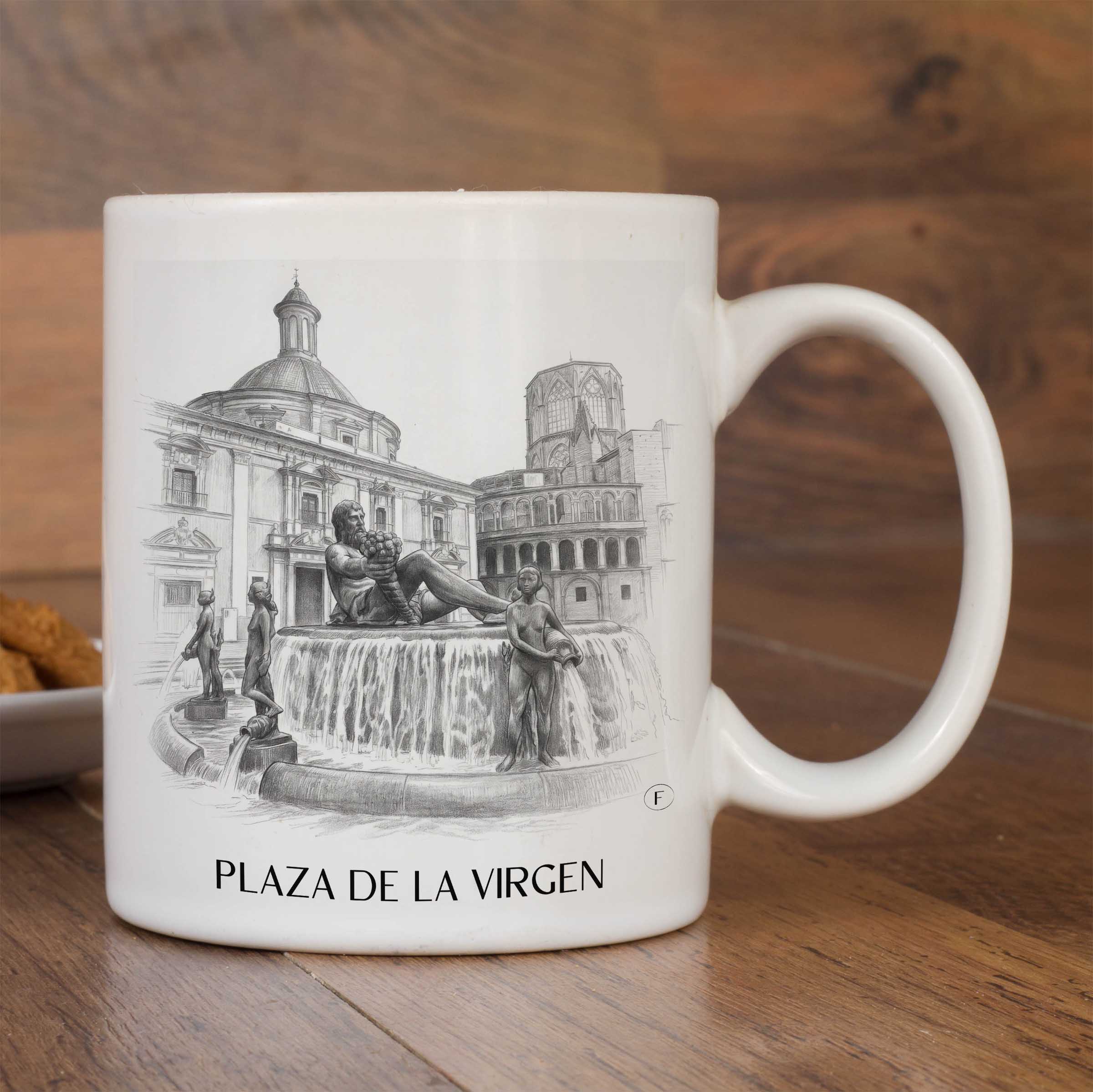 plaza-de-la-virgen-valencia-spanien-kaffeebecher-bleistift-zeichnung-drawing