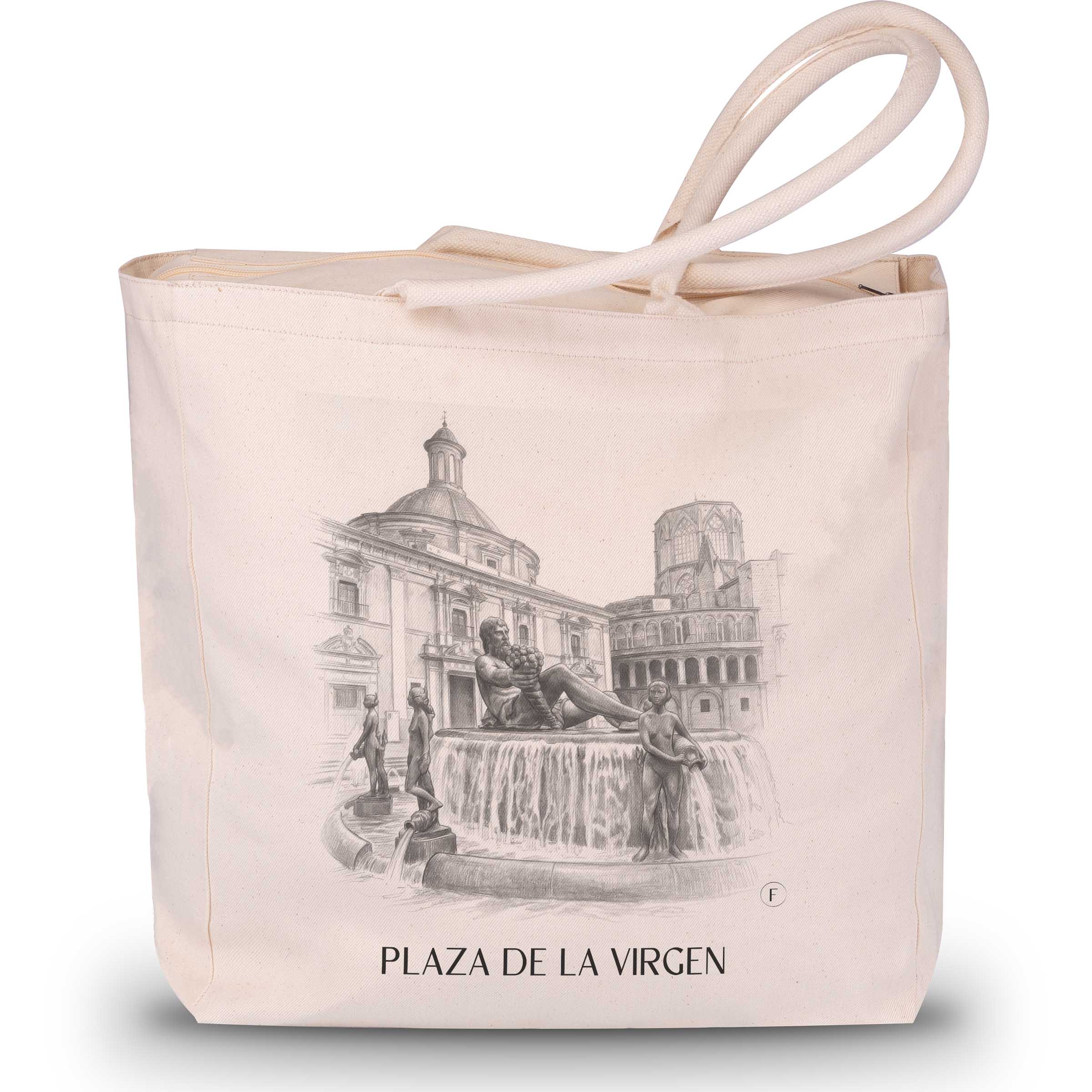 Plaza de la Virgen Shopping Tasche - Valencia - Spanien Tote Bag - Einkaufstasche im Zeichnung Stil