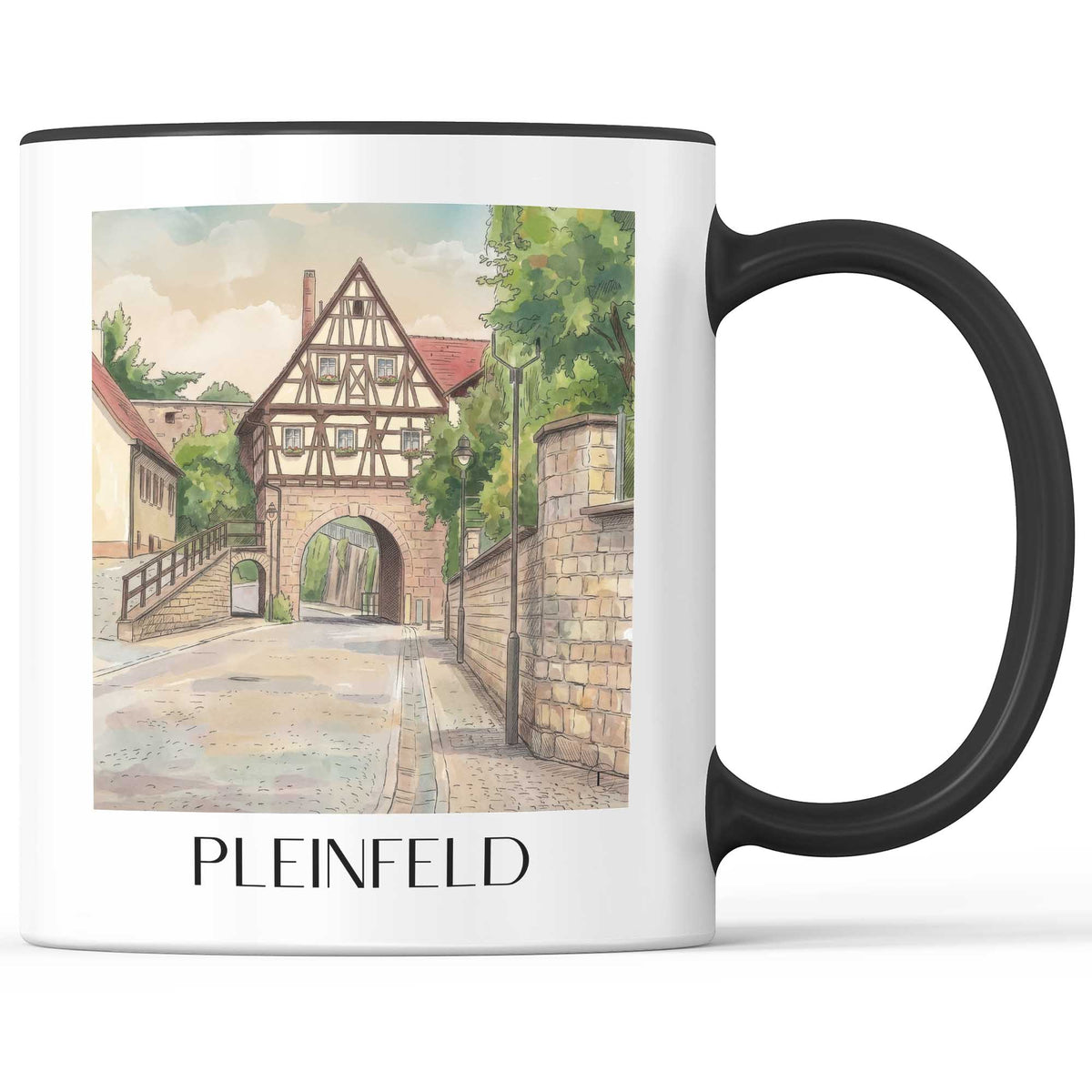pleinfeld-fränkisches-seenland-deutschland-kaffeebecher-aquarell