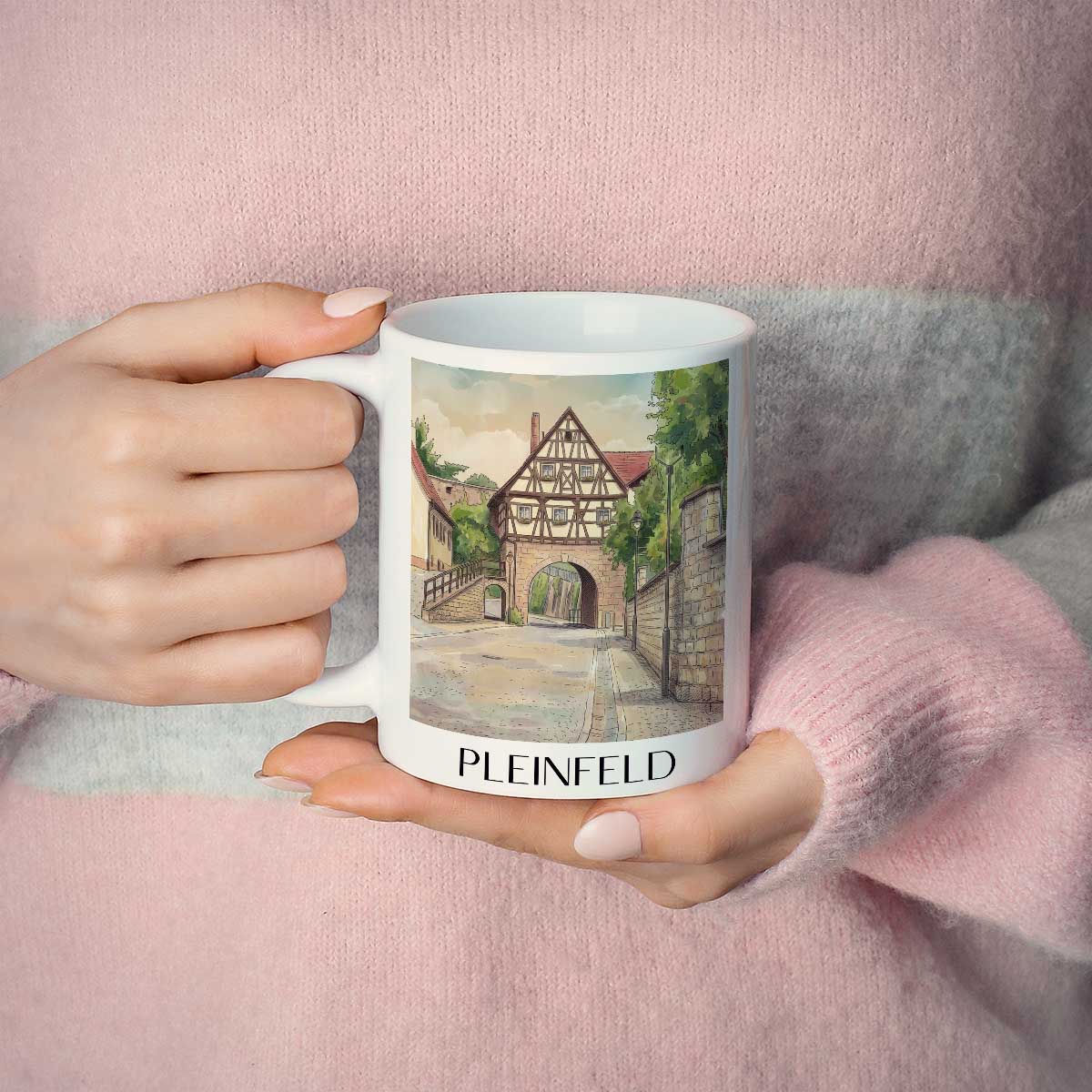 pleinfeld-fränkisches-seenland-deutschland-kaffeebecher-aquarell