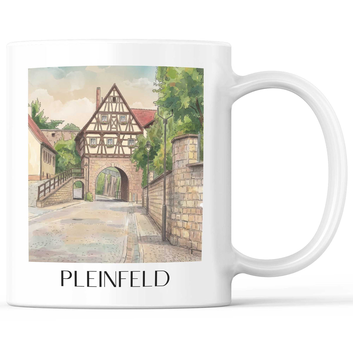 Pleinfeld Kaffeebecher - Fränkisches Seenland - Deutschland Becher - Kaffeetasse im Aquarell Stil - favplace