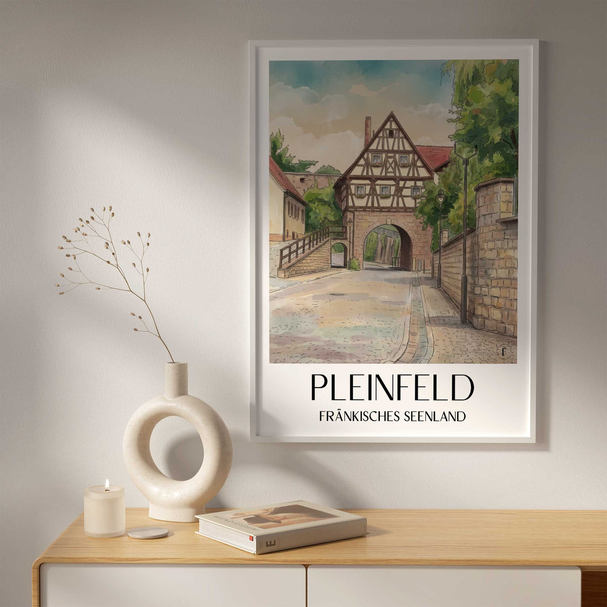 pleinfeld-fränkisches-seenland-deutschland-poster-aquarell