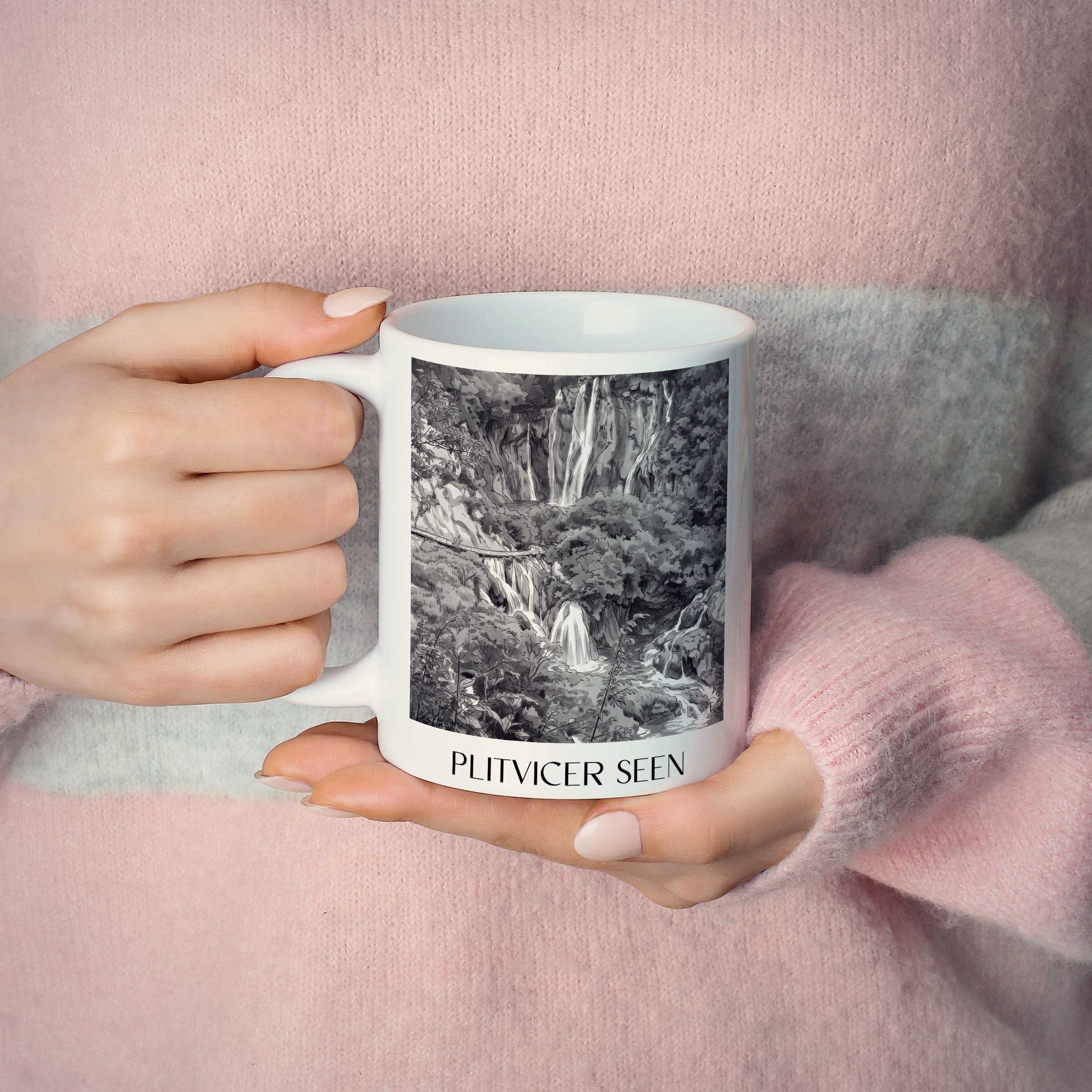 plitvicer-seen-kroatien-kaffeebecher-aquarell-schwarz-weiss