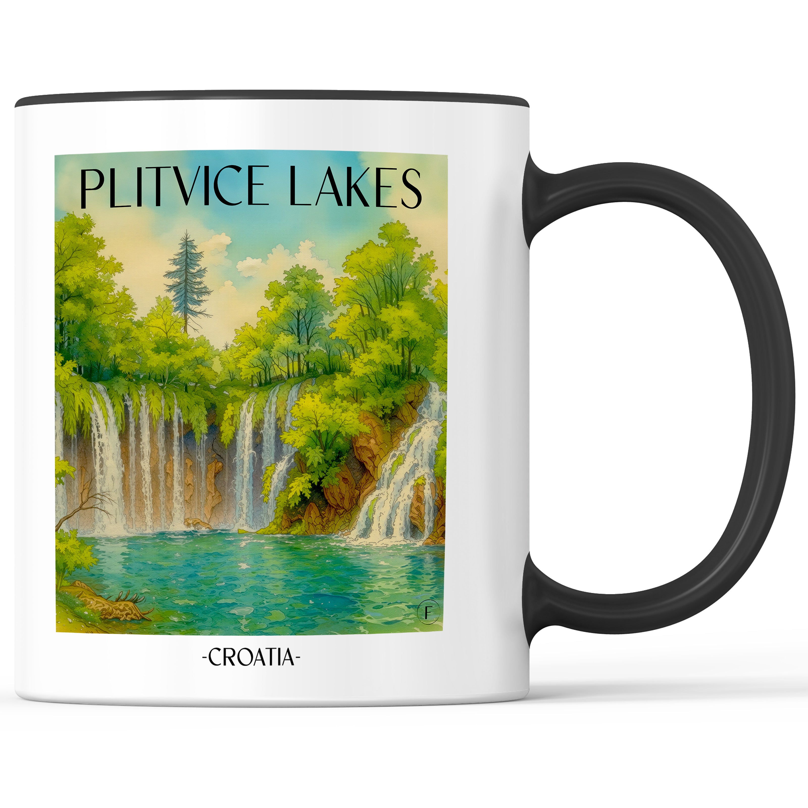 Plitvicer Seen - Kroatien Becher - Kaffeetasse im Aquarell Stil - favplace